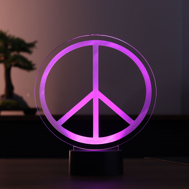 Peace symbol LED table lamp
