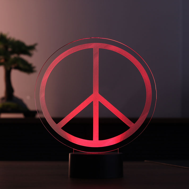 Peace symbol LED table lamp