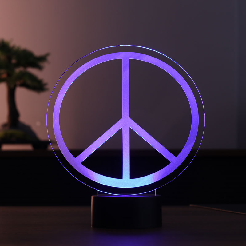 Peace symbol LED table lamp