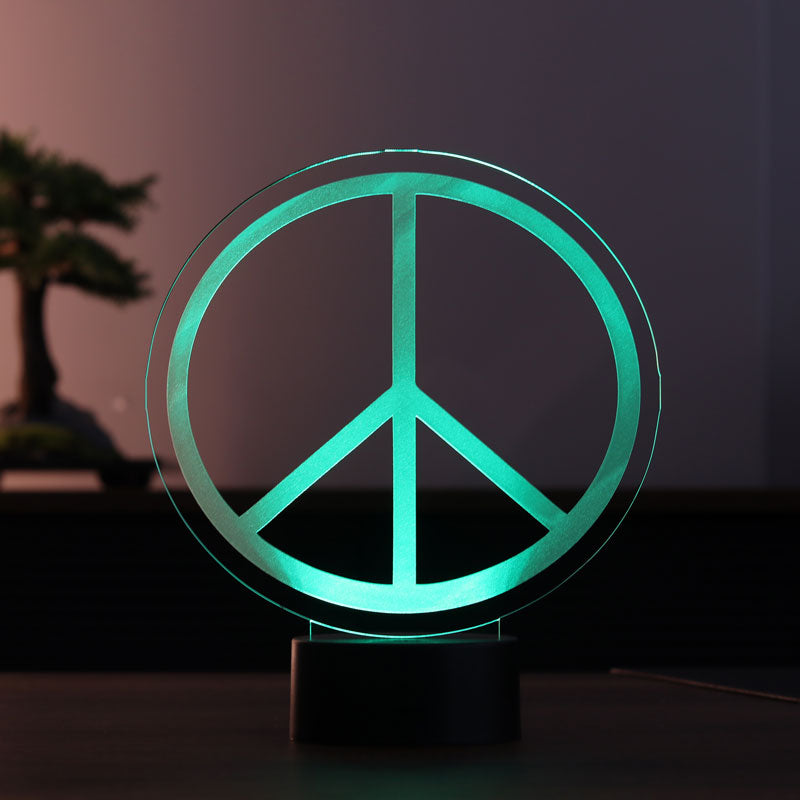 Peace symbol LED table lamp