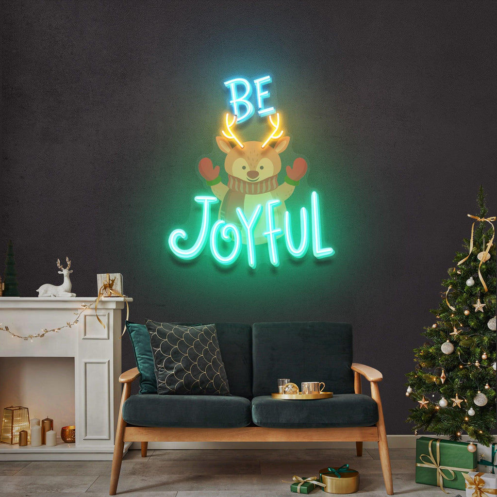 Be Joyful Written Deer Neon Lamp