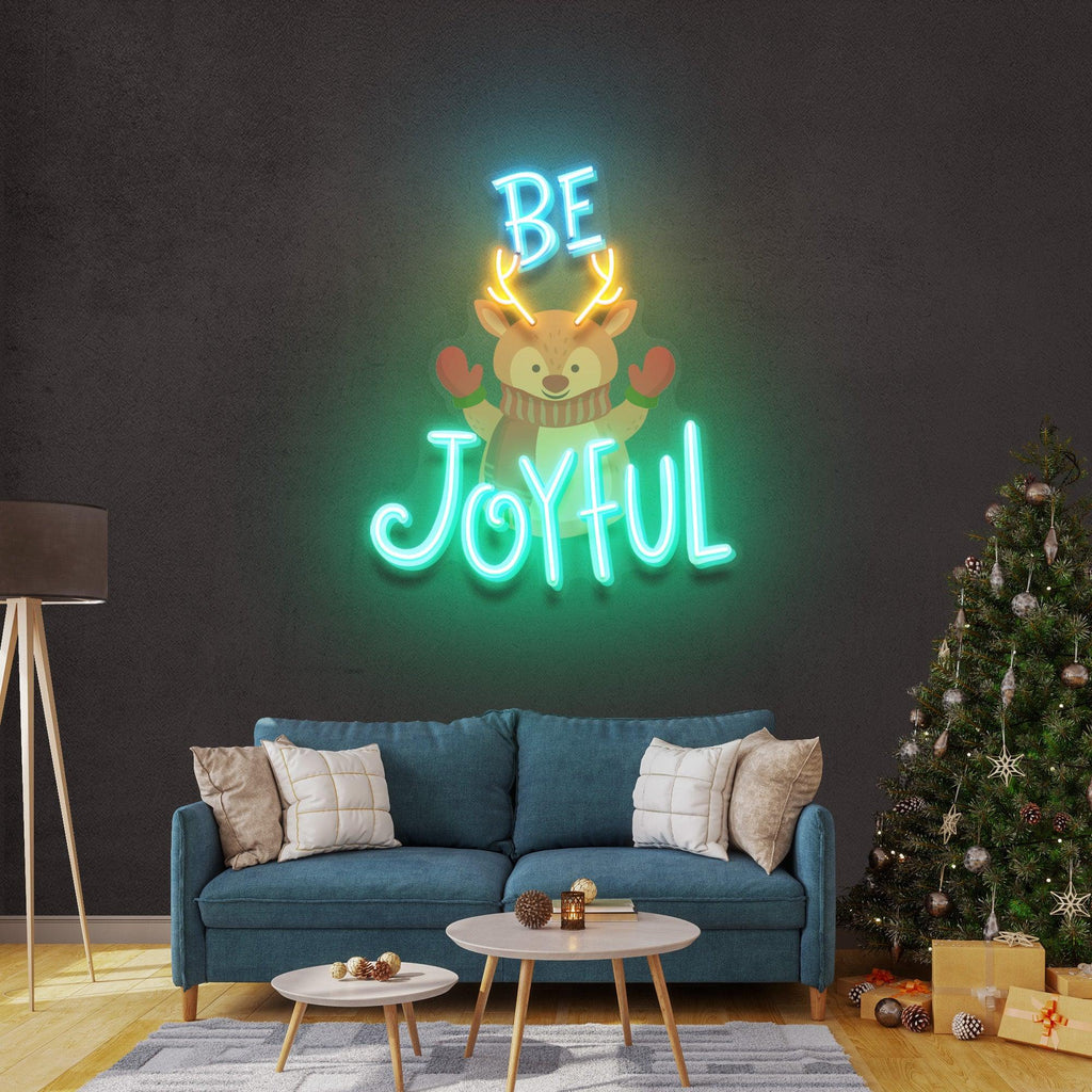 Be Joyful Written Deer Neon Lamp