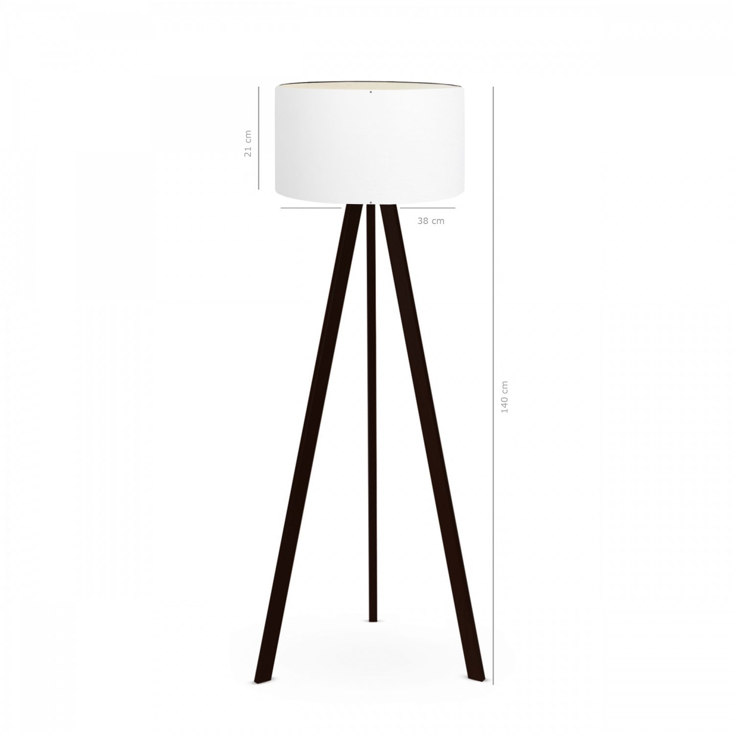 Beyaz Başlıklı Koyu Ahşap Ayaklı Lambader | ByLamp