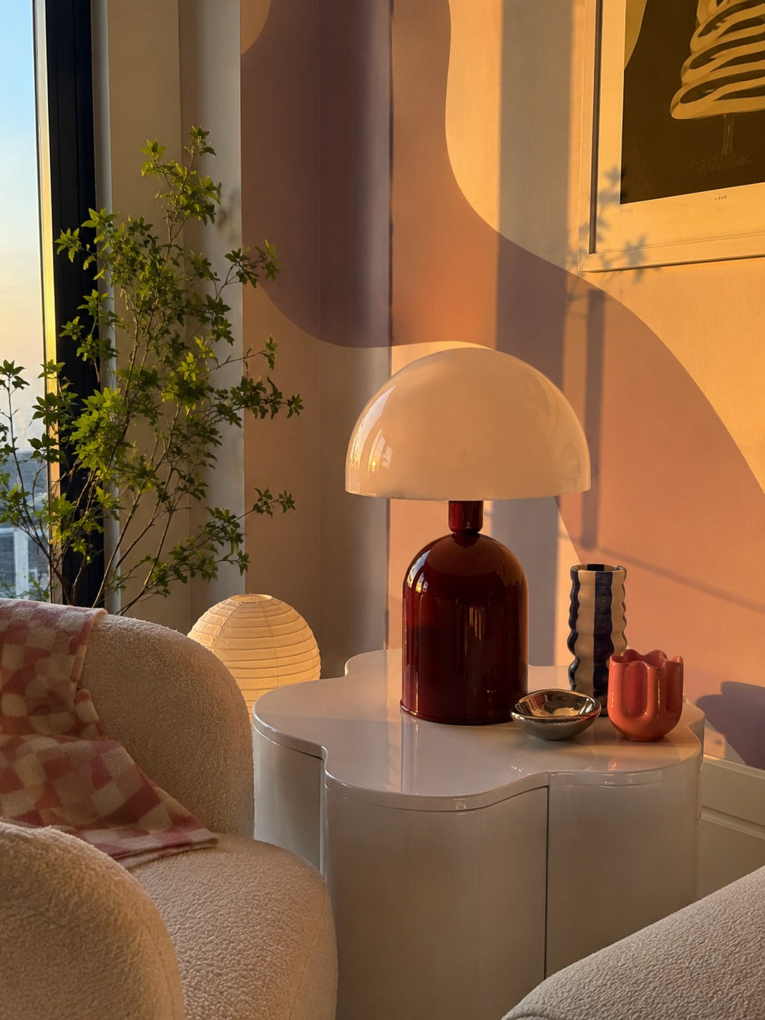 Soho Bordo Krem Metal Masa Lambası | ByLamp
