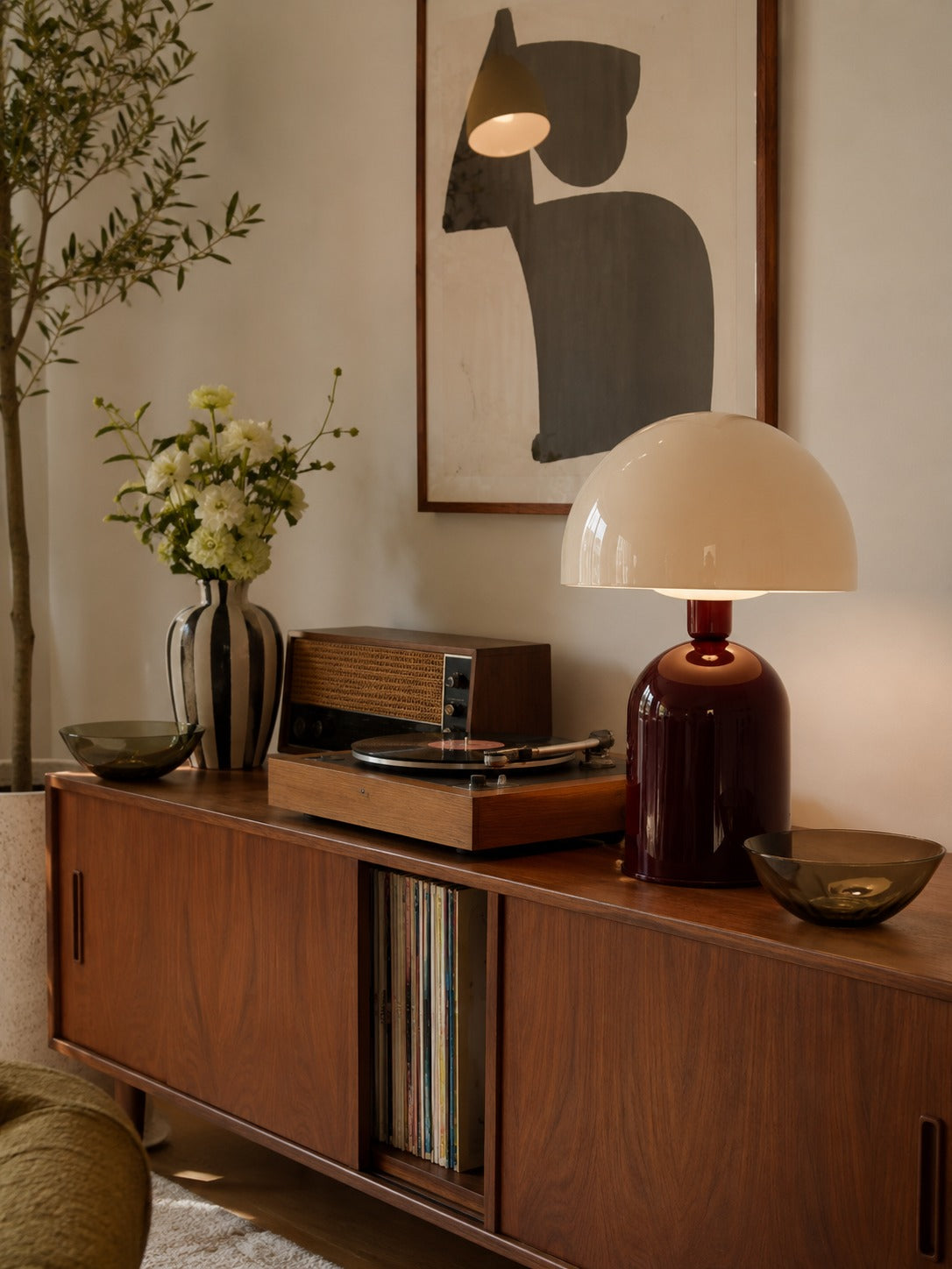 Soho Bordo Krem Metal Masa Lambası | ByLamp