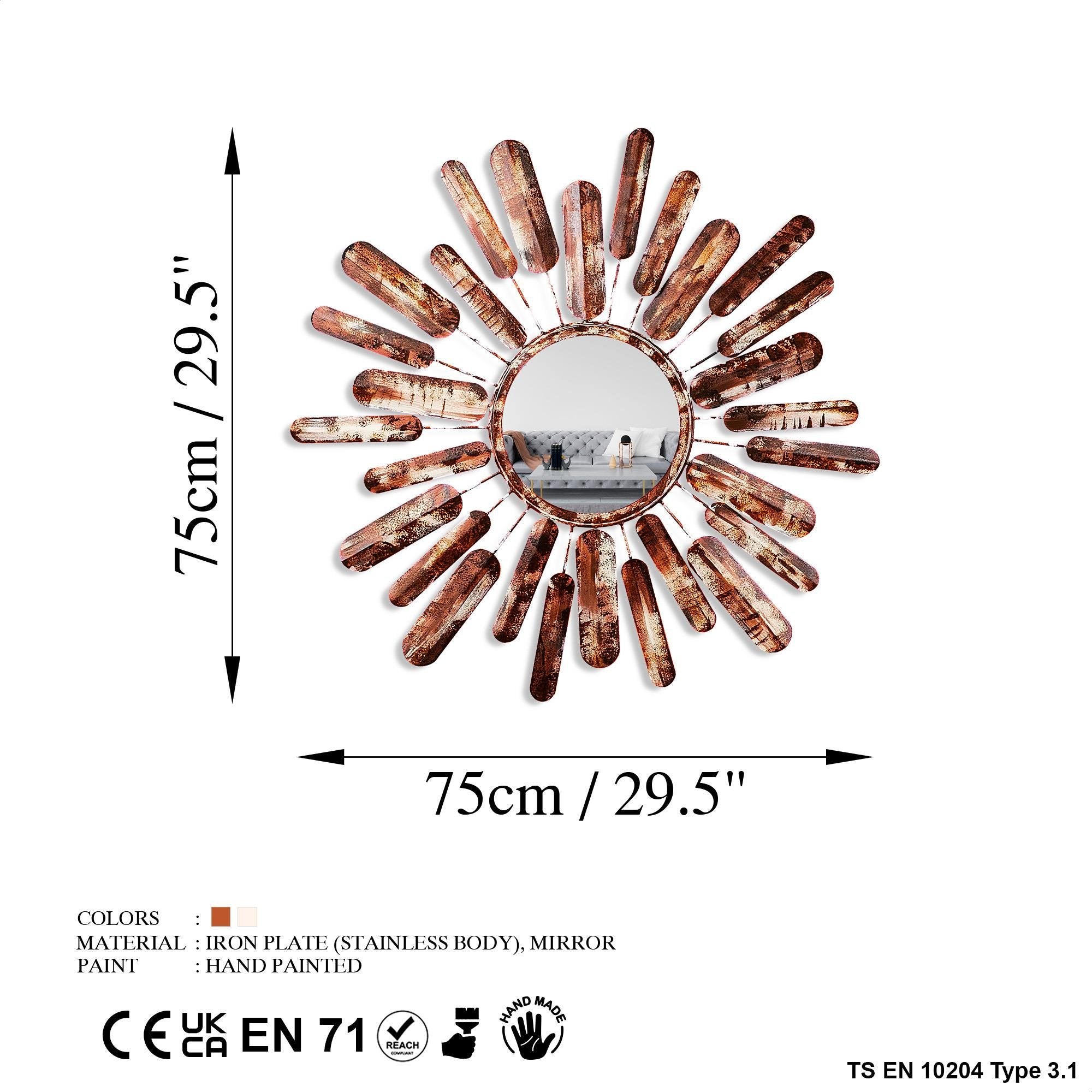 BYS-135-A Dekoratif Metal Duvar Aynası | ByLamp