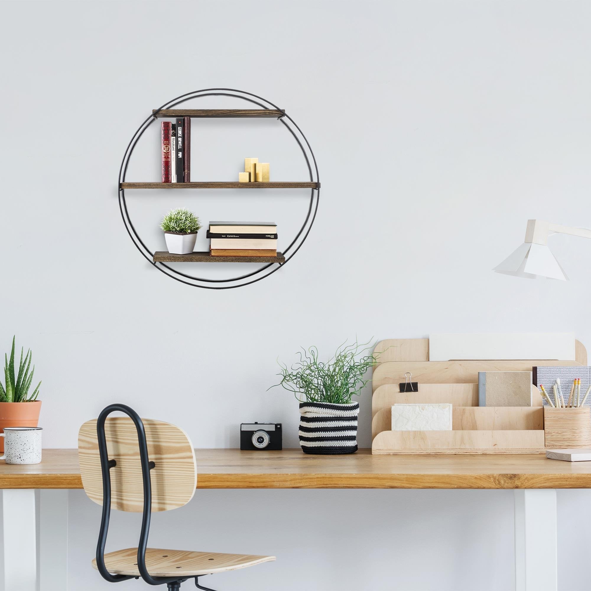 CM-001-SRK Dekoratif Ahşap Metal Duvar Rafı | ByLamp