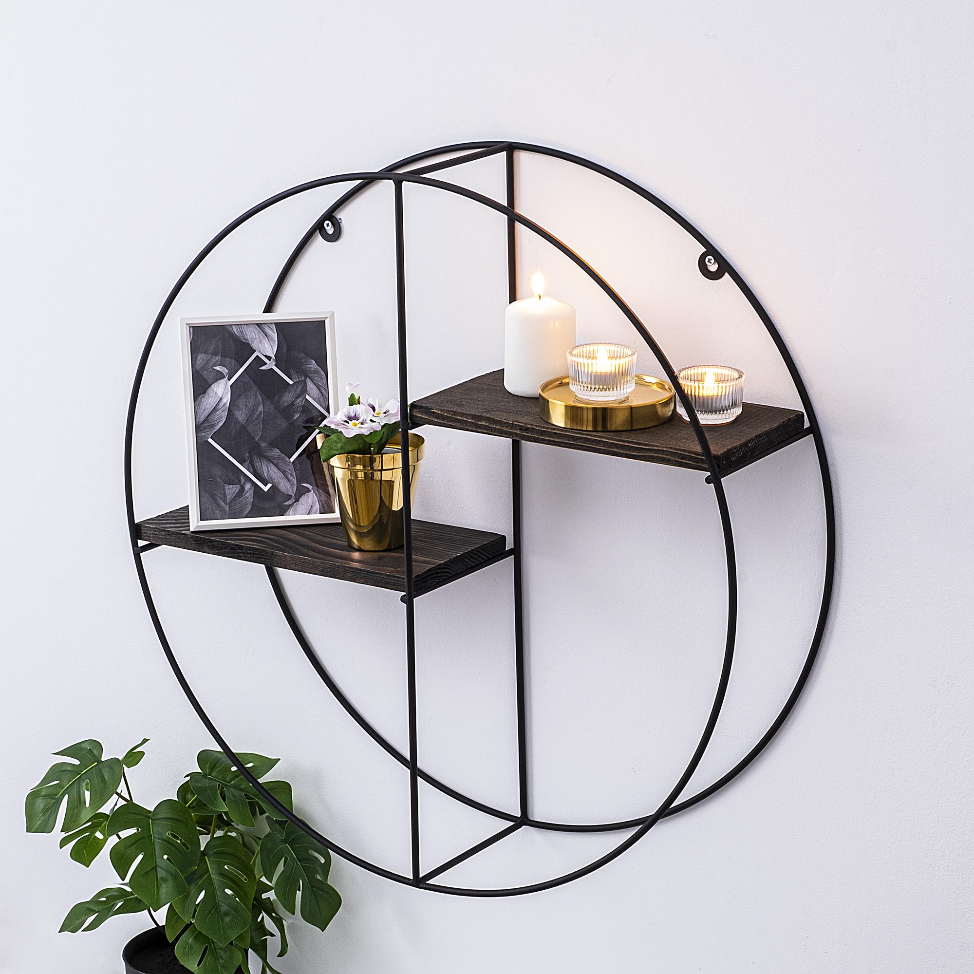 CM-002-SRK Dekoratif Ahşap Metal Duvar Rafı | ByLamp