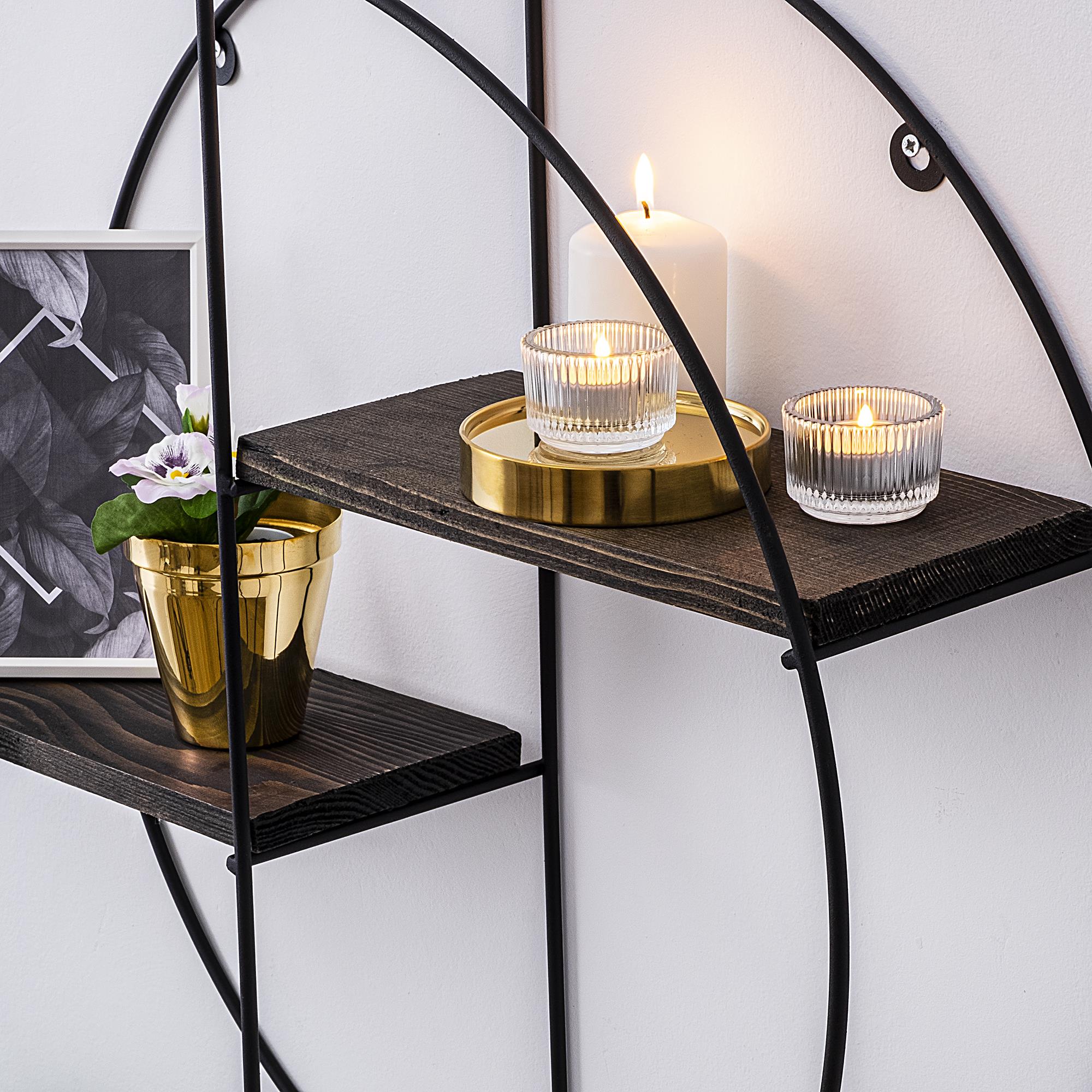 CM-002-SRK Dekoratif Ahşap Metal Duvar Rafı | ByLamp