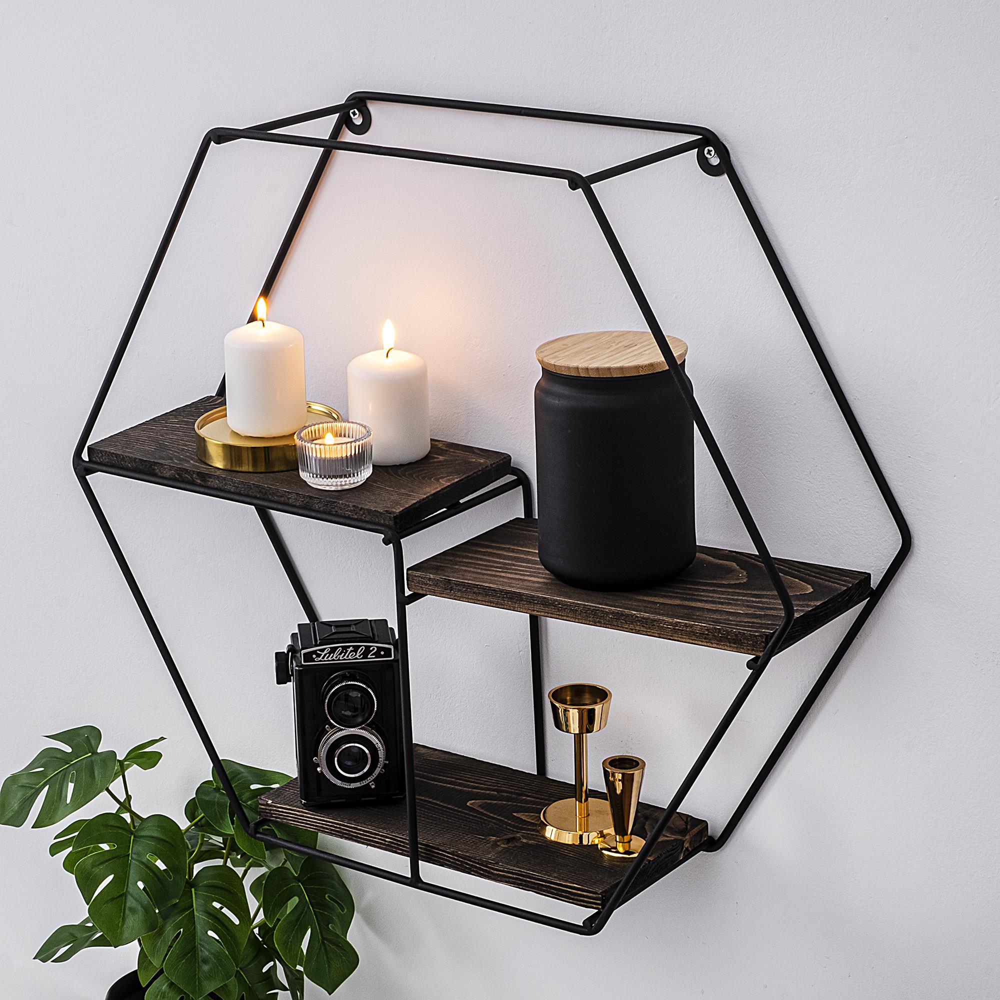 CM-004-SRK Dekoratif Ahşap Metal Duvar Rafı | ByLamp