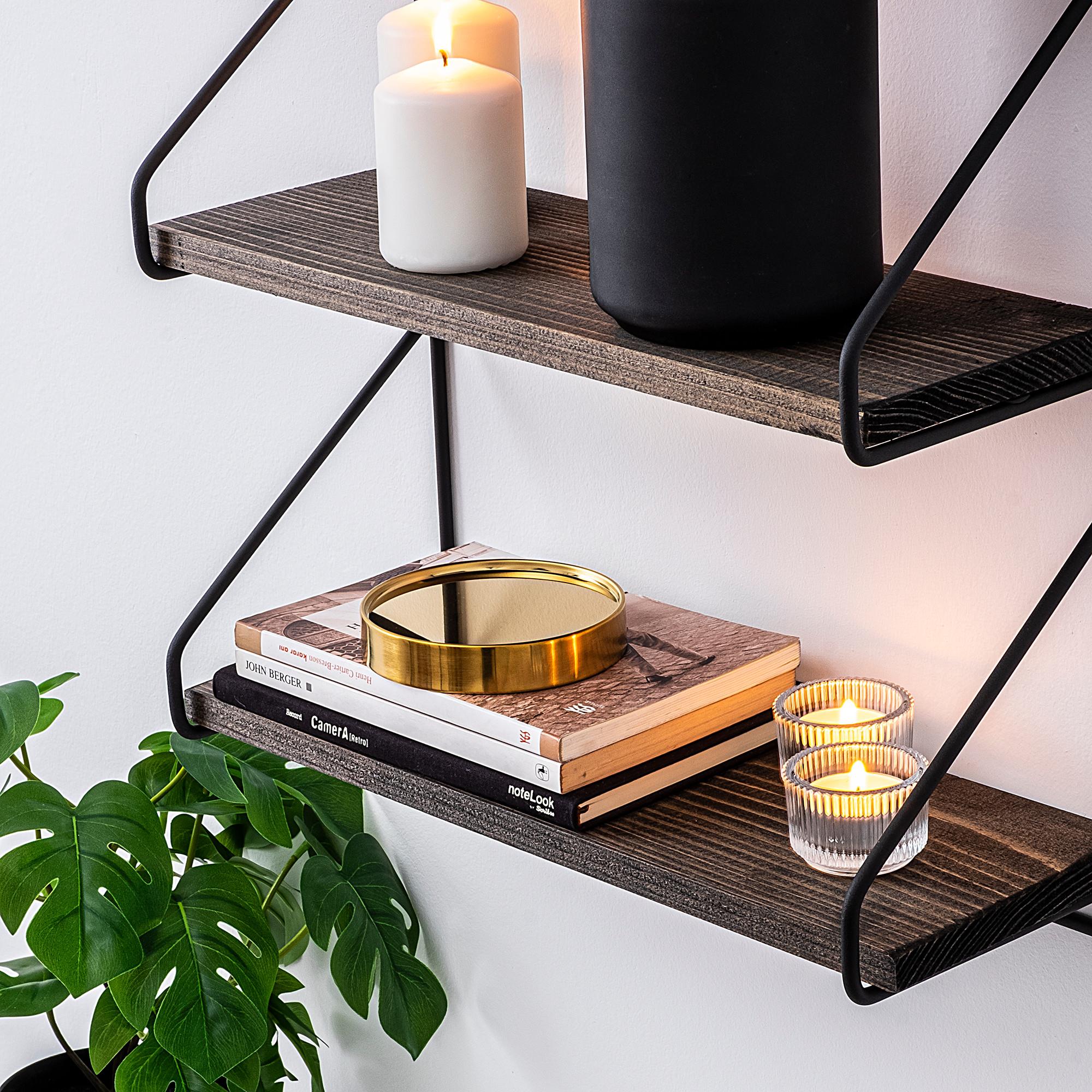 CM-007-SRK Dekoratif Ahşap Metal Duvar Rafı | ByLamp