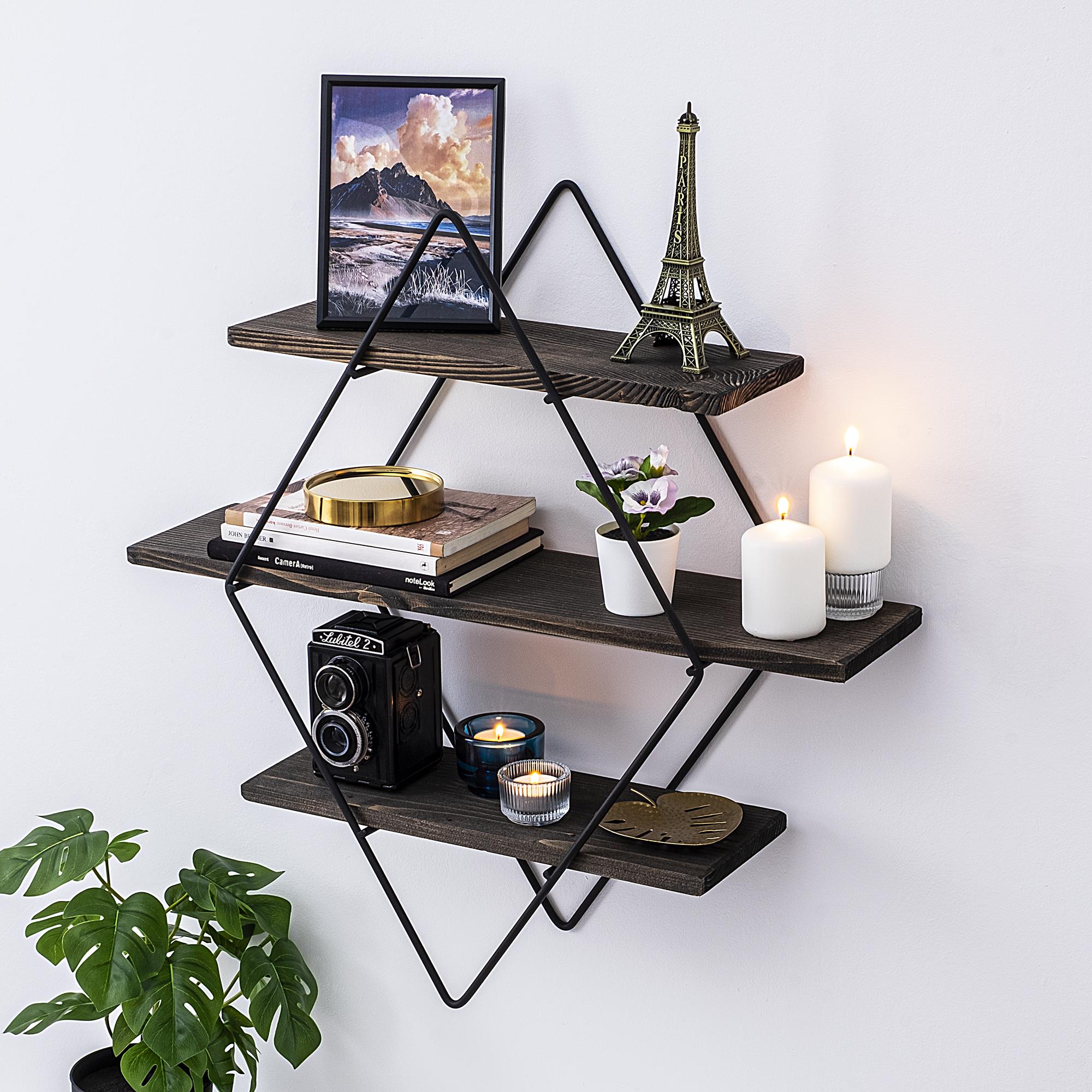 CM-008-SRK Dekoratif Ahşap Metal Duvar Rafı | ByLamp