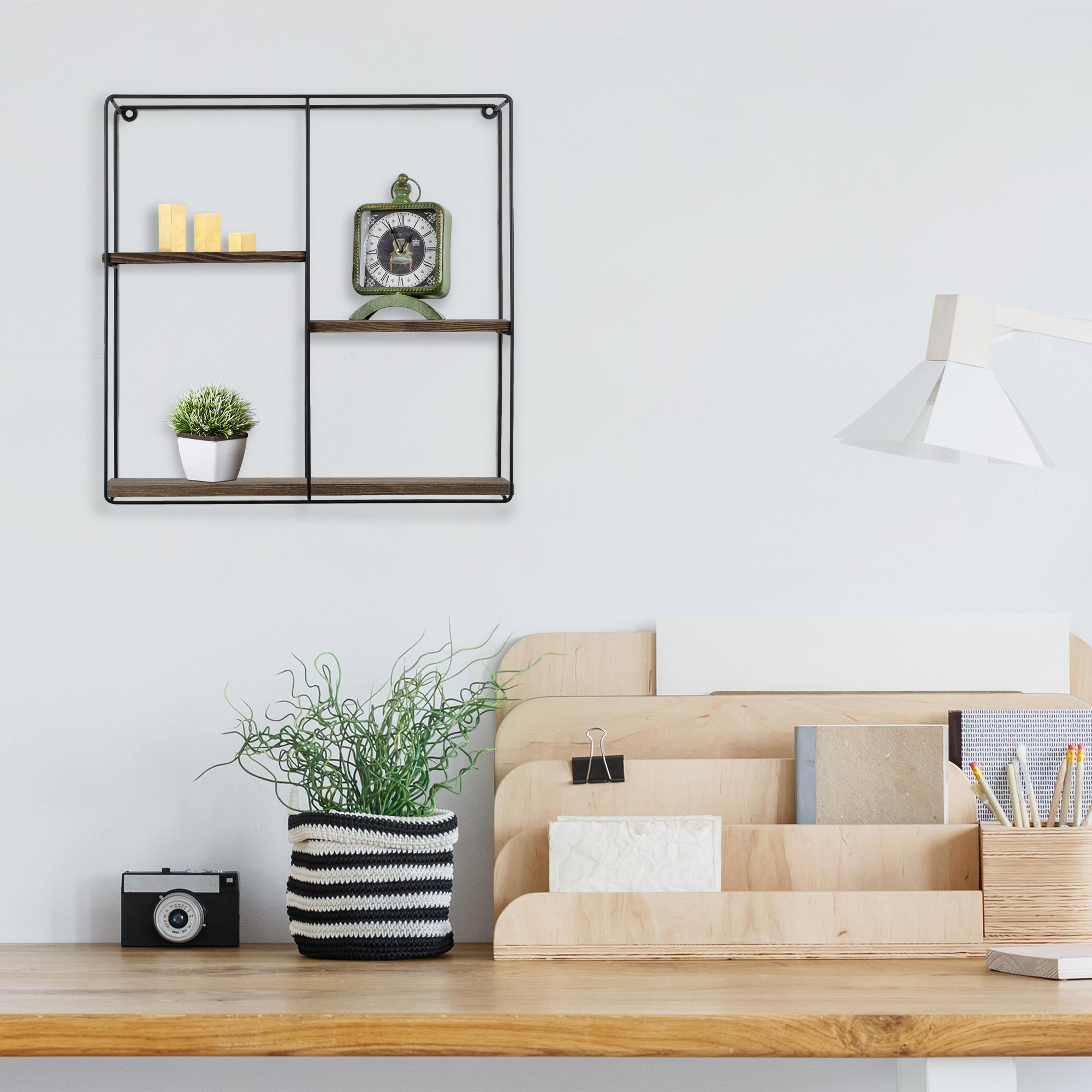 CM-010-SRK Dekoratif Ahşap Metal Duvar Rafı | ByLamp