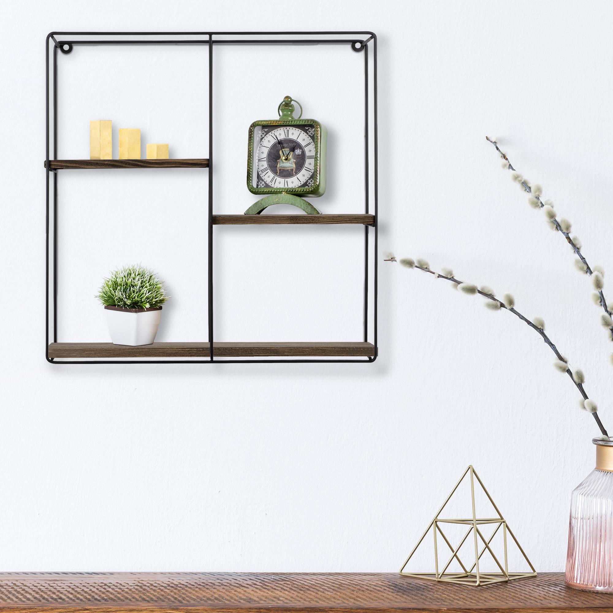 CM-010-SRK Dekoratif Ahşap Metal Duvar Rafı | ByLamp