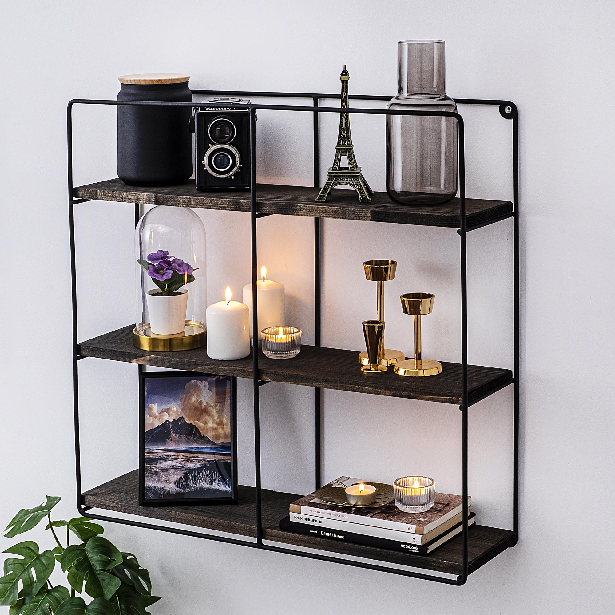 CM-011-SRK Dekoratif Ahşap Metal Duvar Rafı | ByLamp