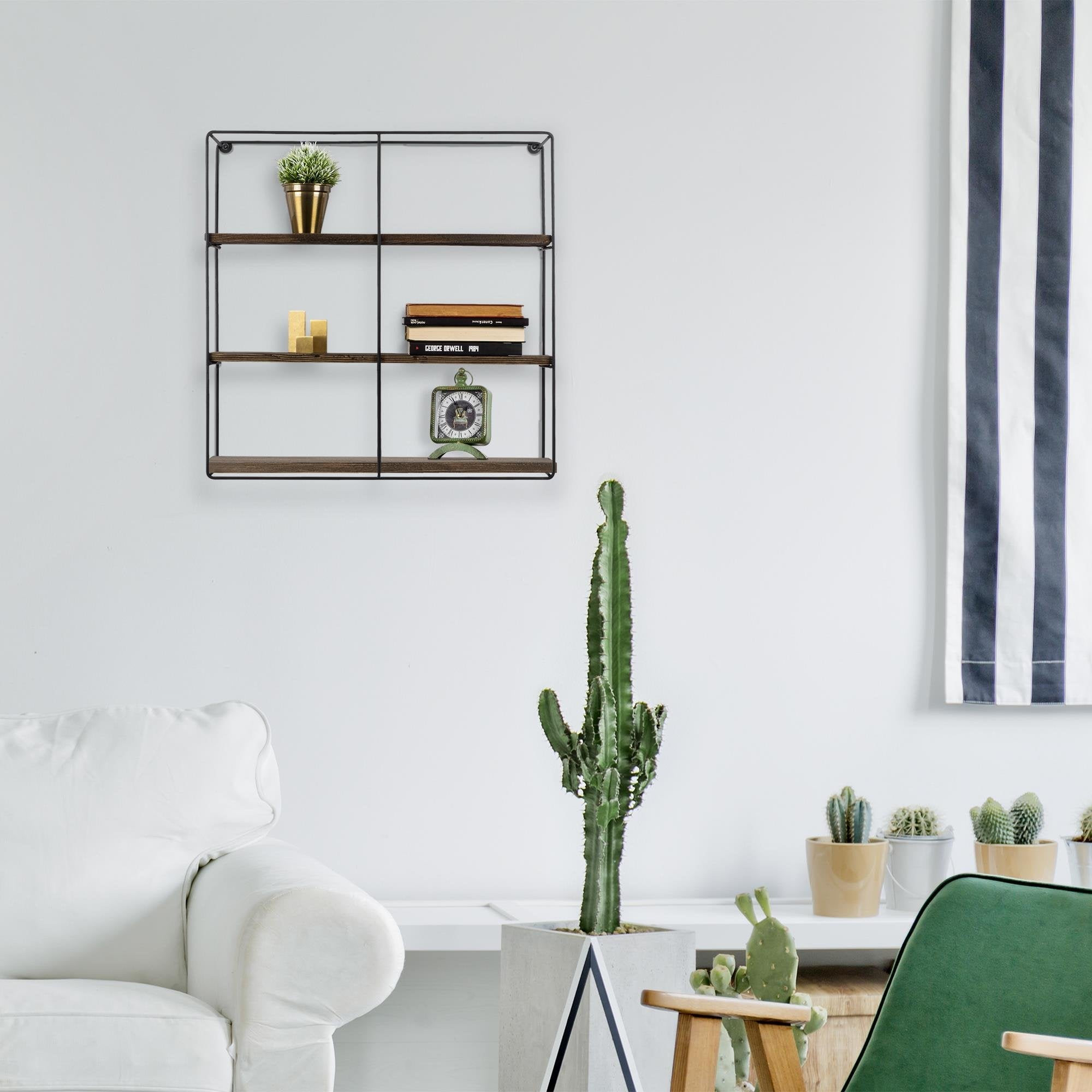 CM-011-SRK Dekoratif Ahşap Metal Duvar Rafı | ByLamp