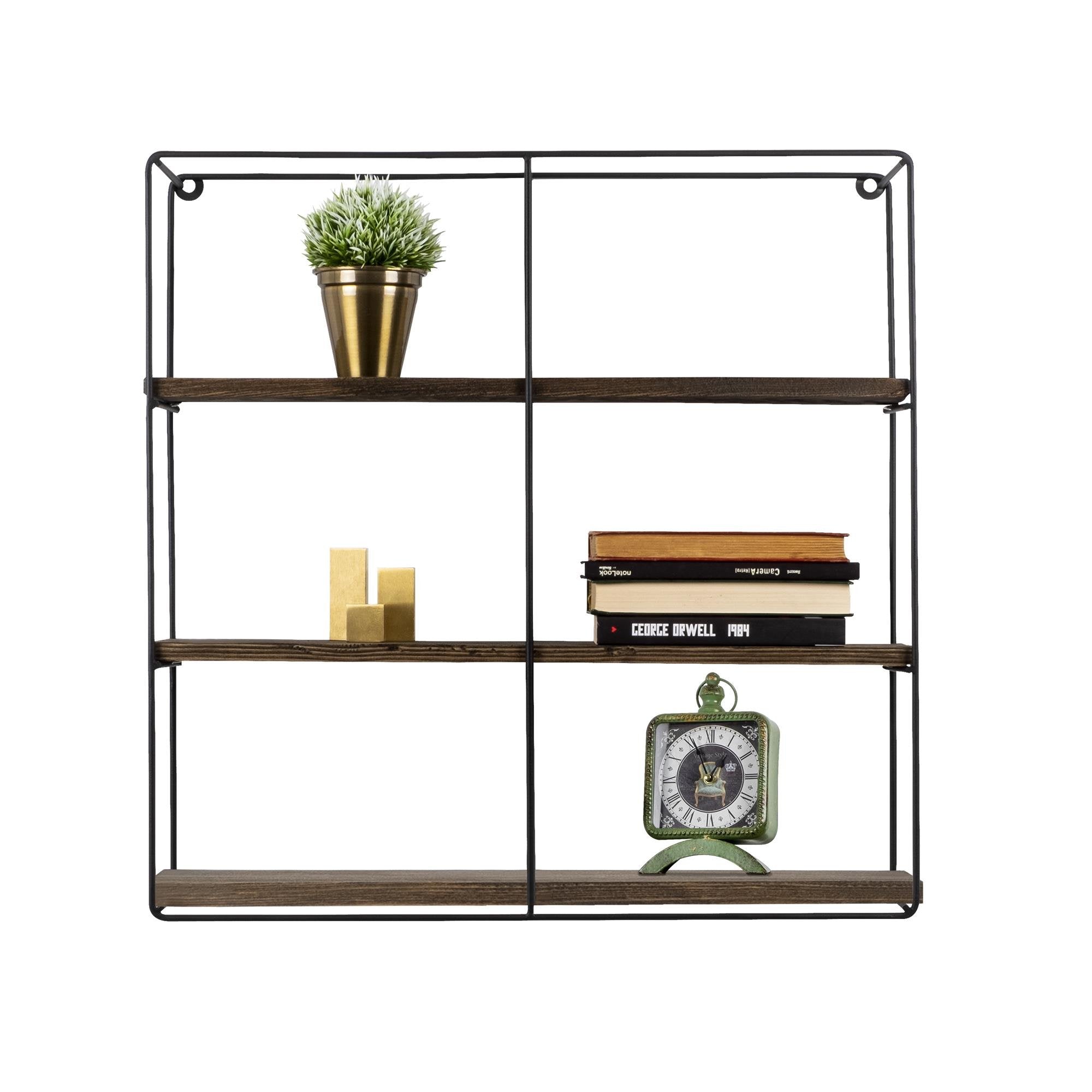 CM-011-SRK Dekoratif Ahşap Metal Duvar Rafı | ByLamp