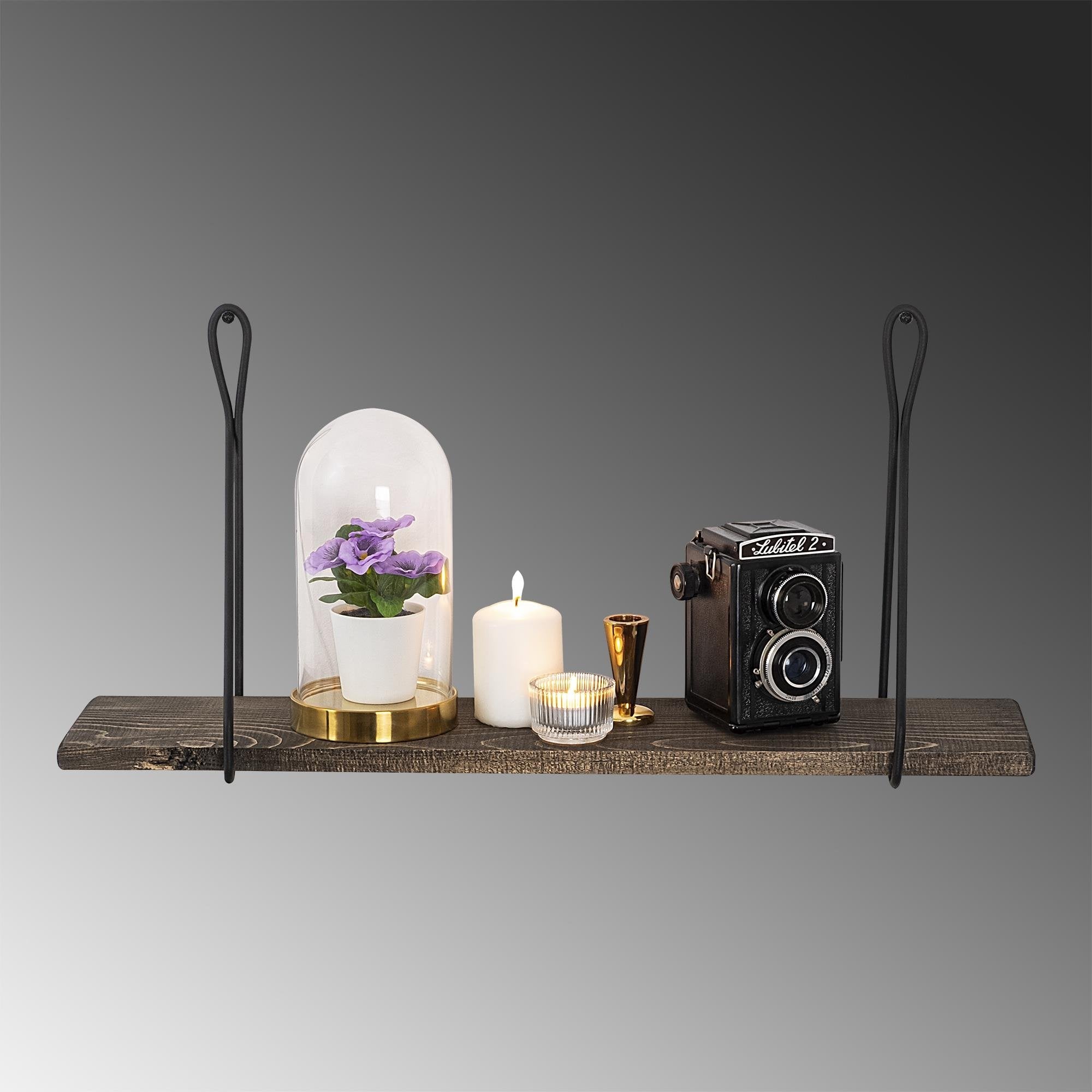 CM-015-SRK Dekoratif Ahşap Metal Duvar Rafı | ByLamp