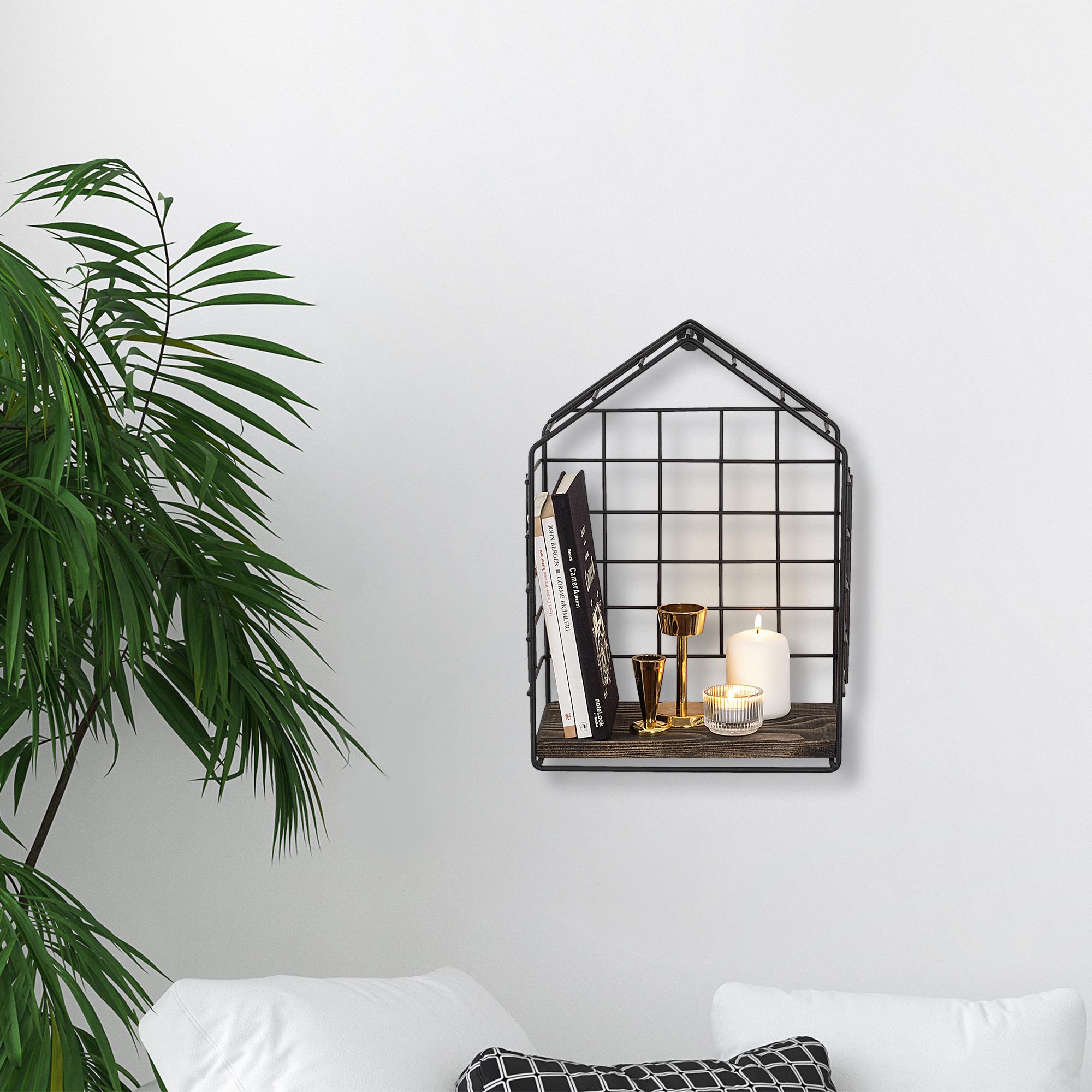 CM-016-SRK Dekoratif Ahşap Metal Duvar Rafı | ByLamp