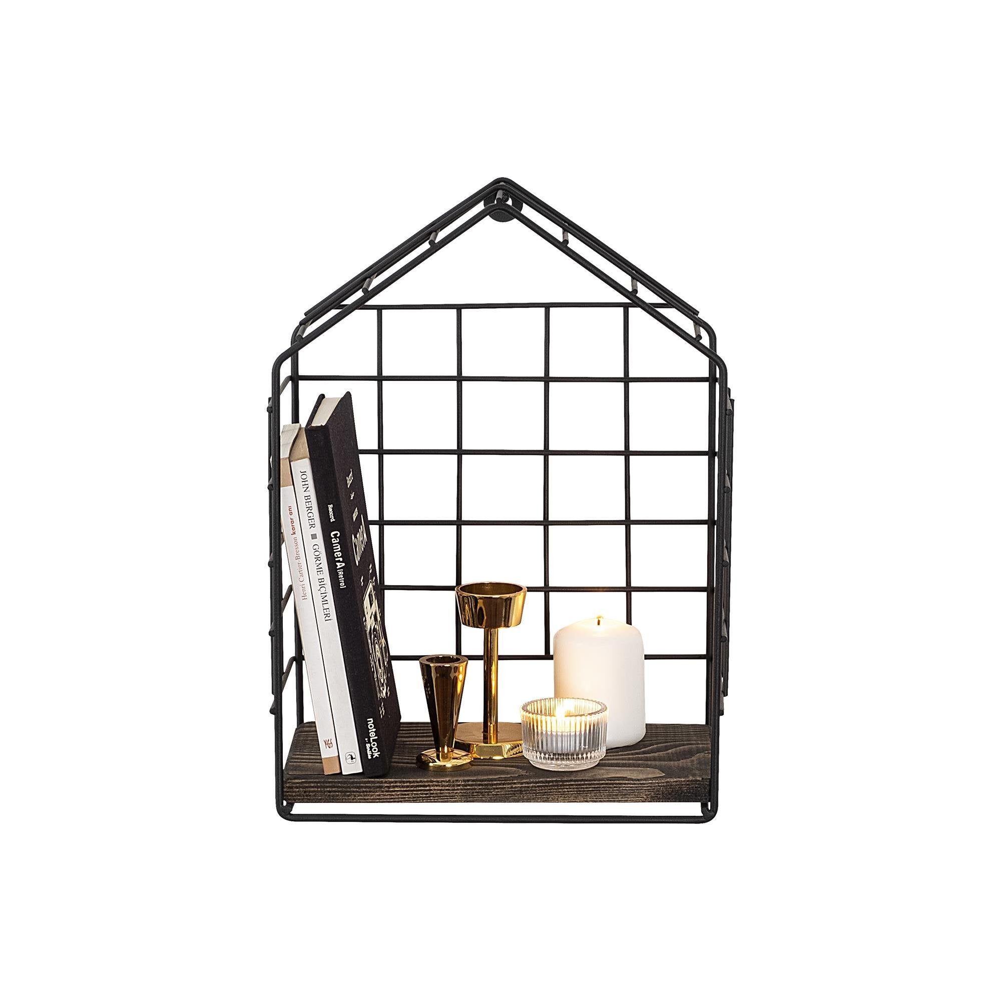 CM-016-SRK Dekoratif Ahşap Metal Duvar Rafı | ByLamp