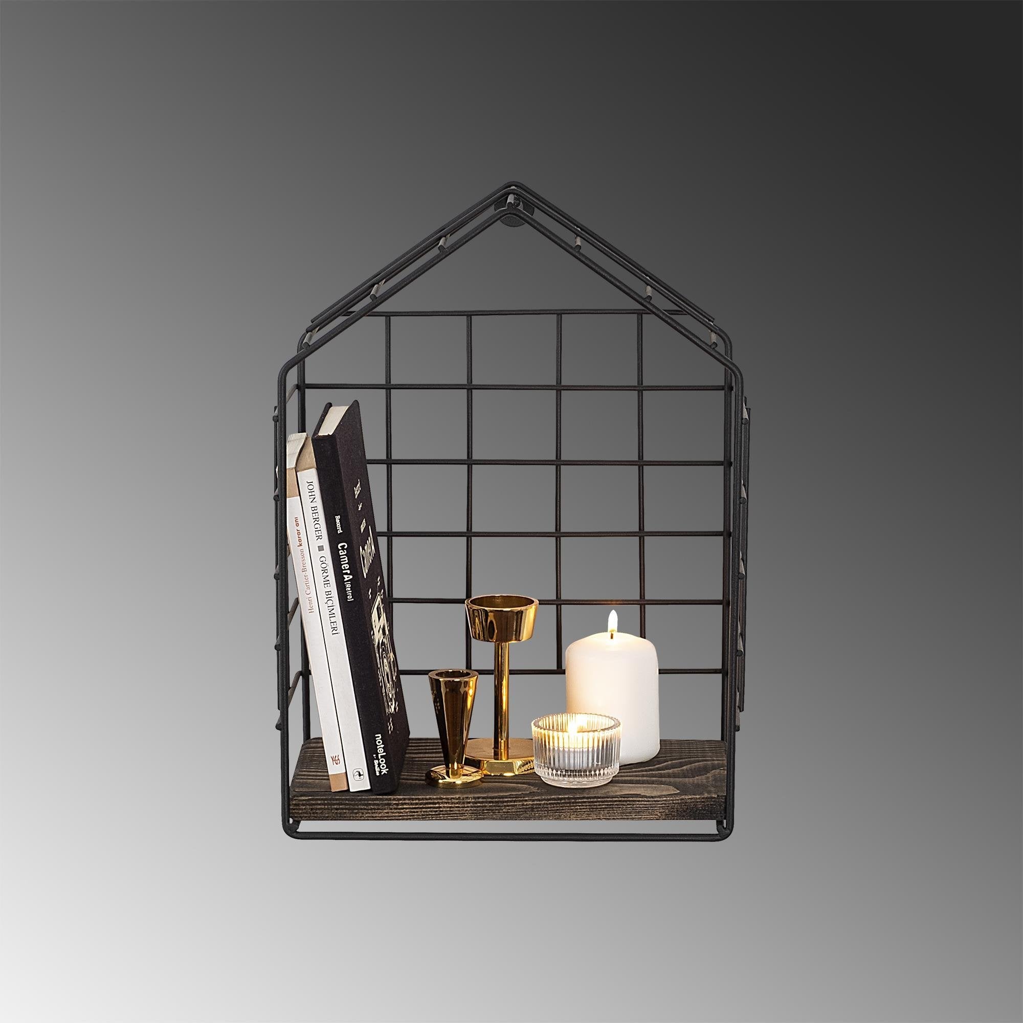 CM-016-SRK Dekoratif Ahşap Metal Duvar Rafı | ByLamp