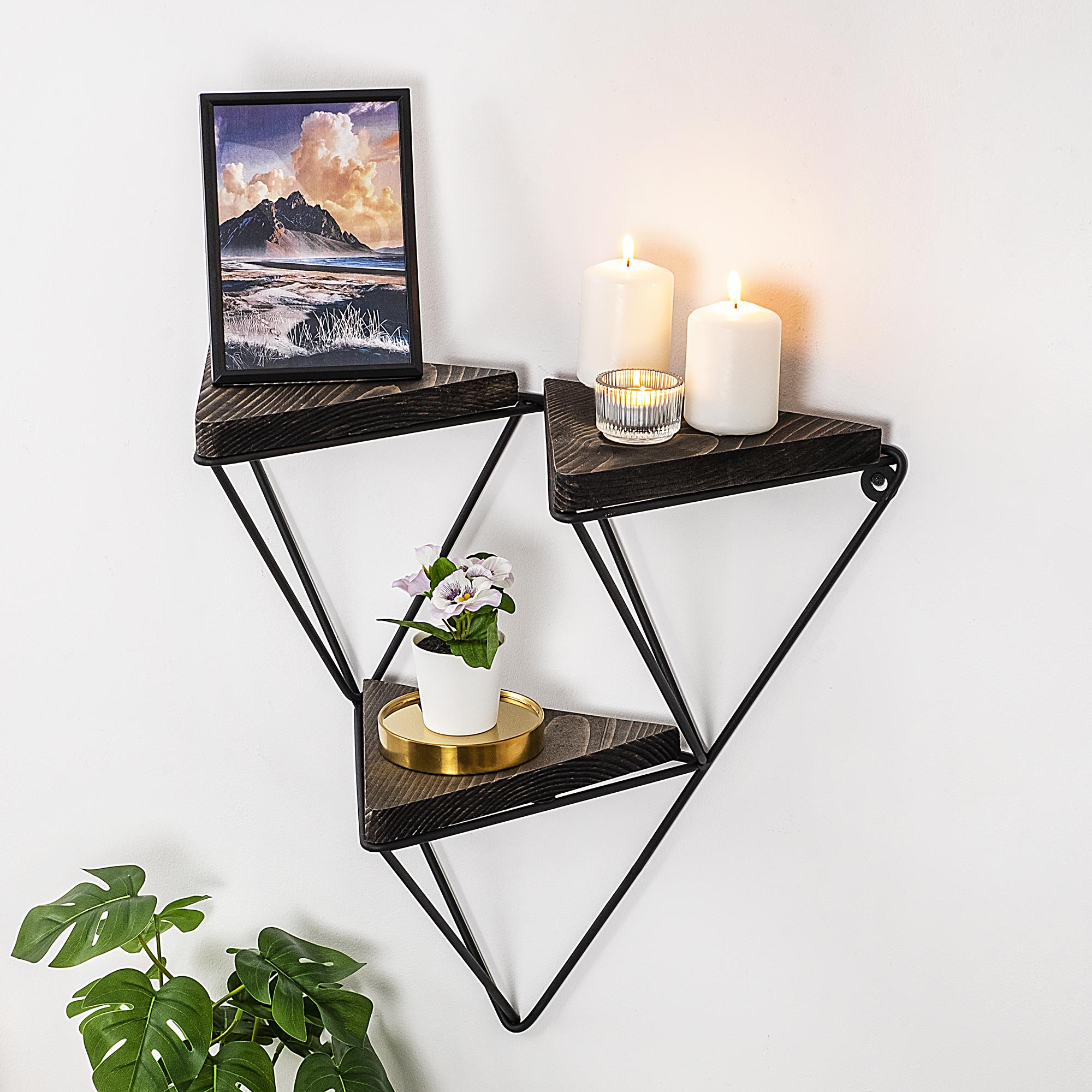 CM-017-SRK Dekoratif Ahşap Metal Duvar Rafı | ByLamp