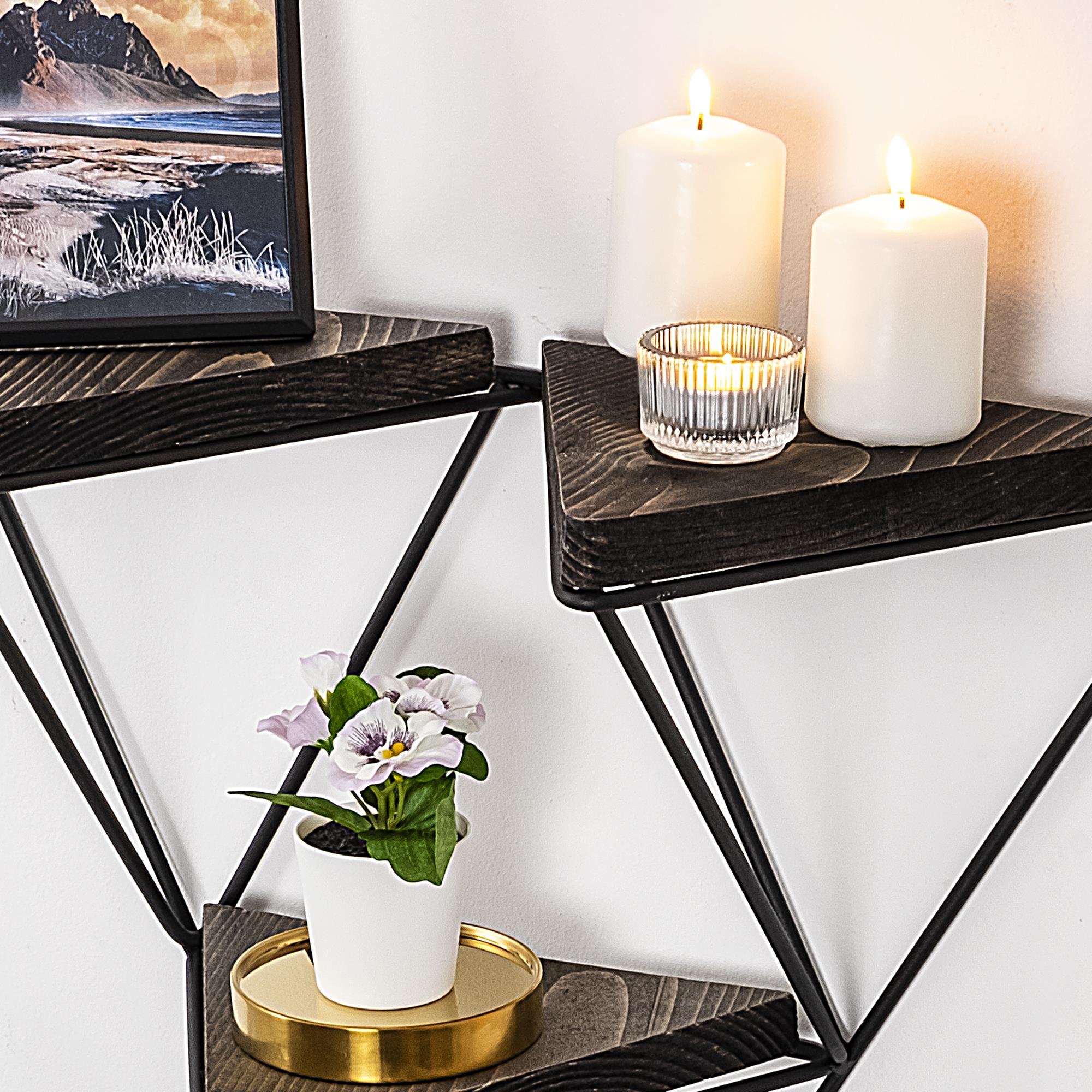 CM-017-SRK Dekoratif Ahşap Metal Duvar Rafı | ByLamp