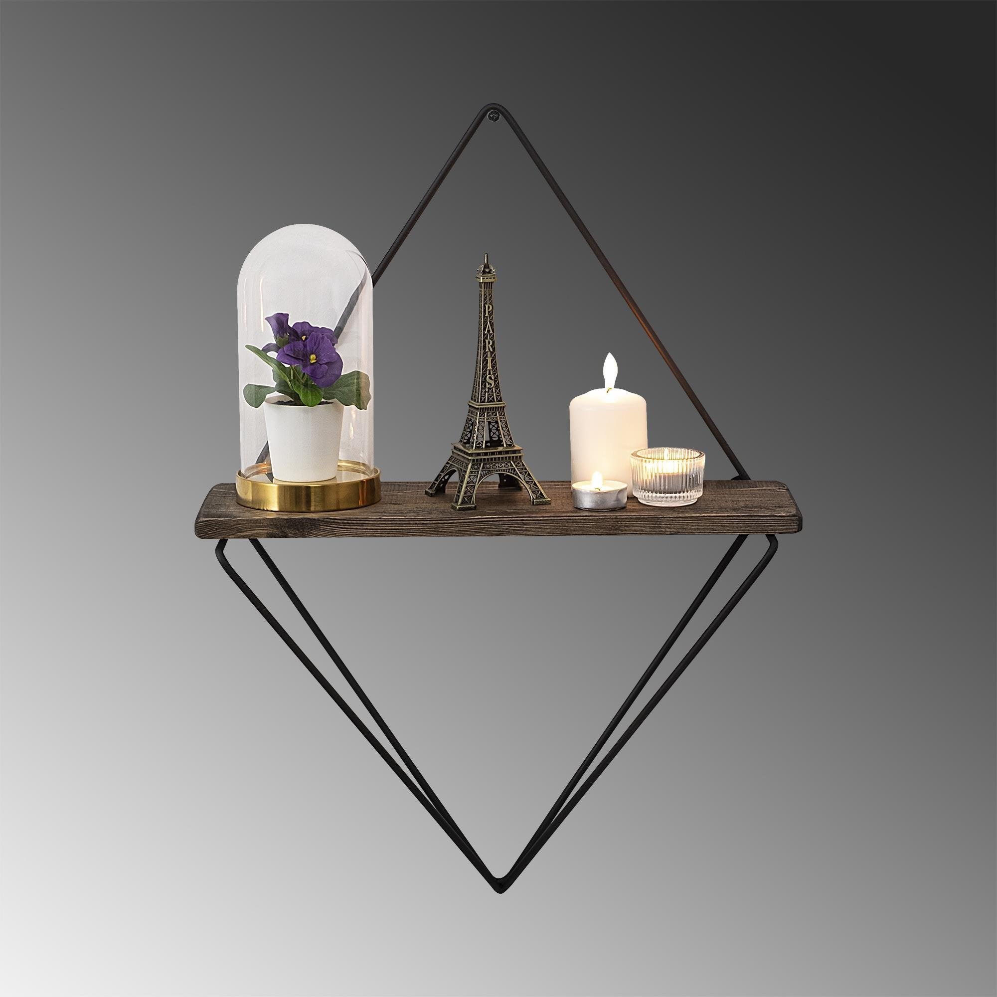 CM-018-SRK Dekoratif Ahşap Metal Duvar Rafı | ByLamp