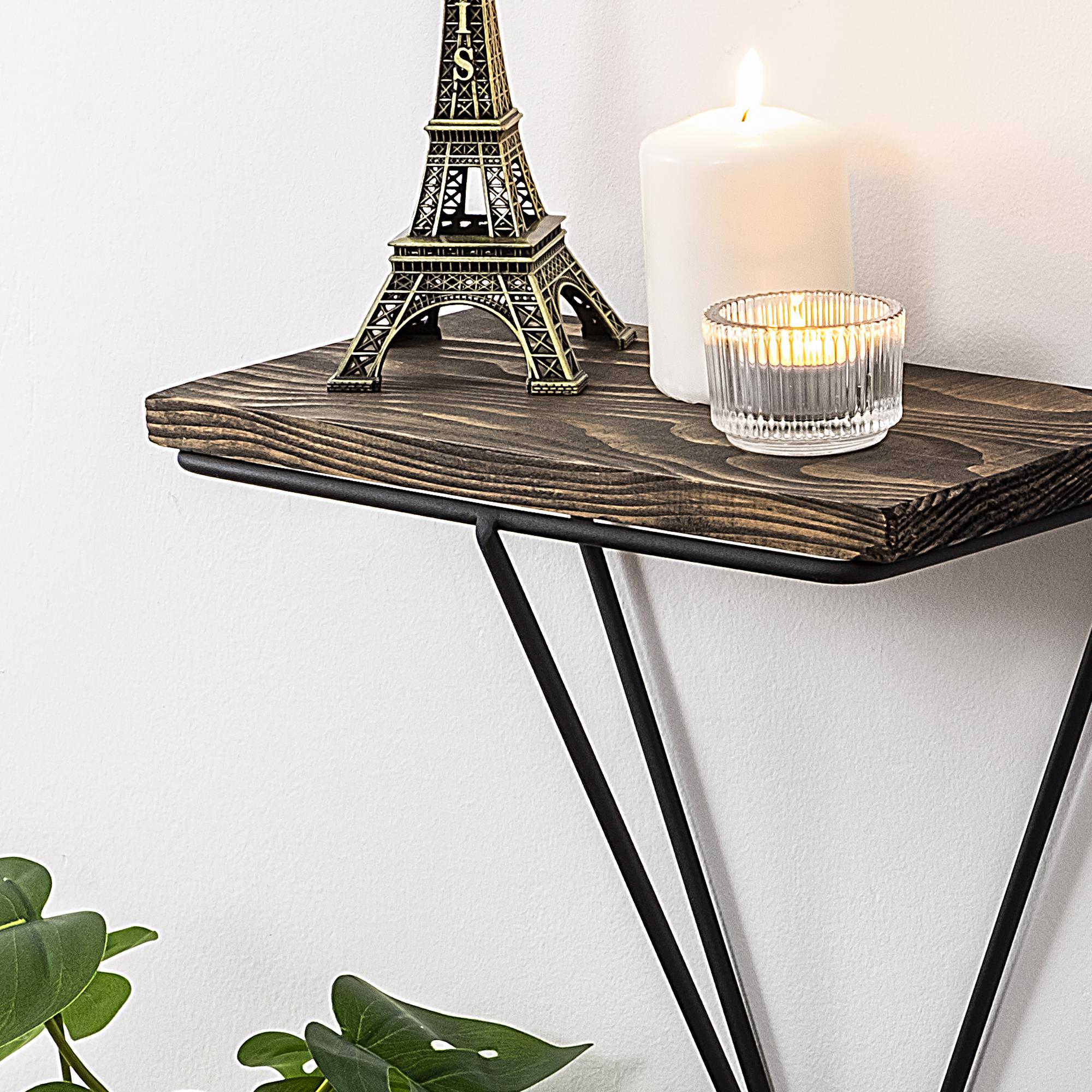 CM-019-SRK Dekoratif Ahşap Metal Duvar Rafı | ByLamp