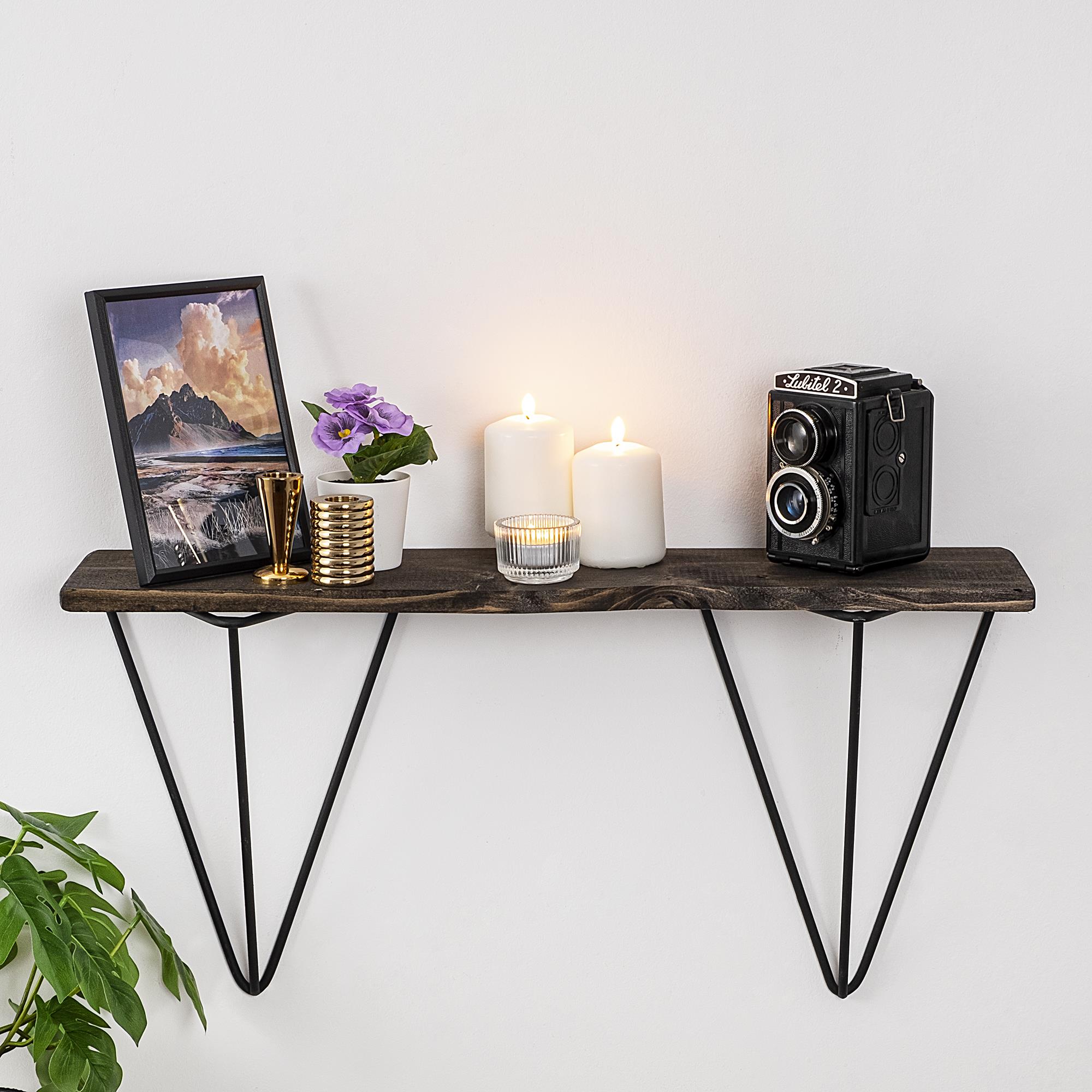 CM-022-SRK Dekoratif Ahşap Metal Duvar Rafı | ByLamp