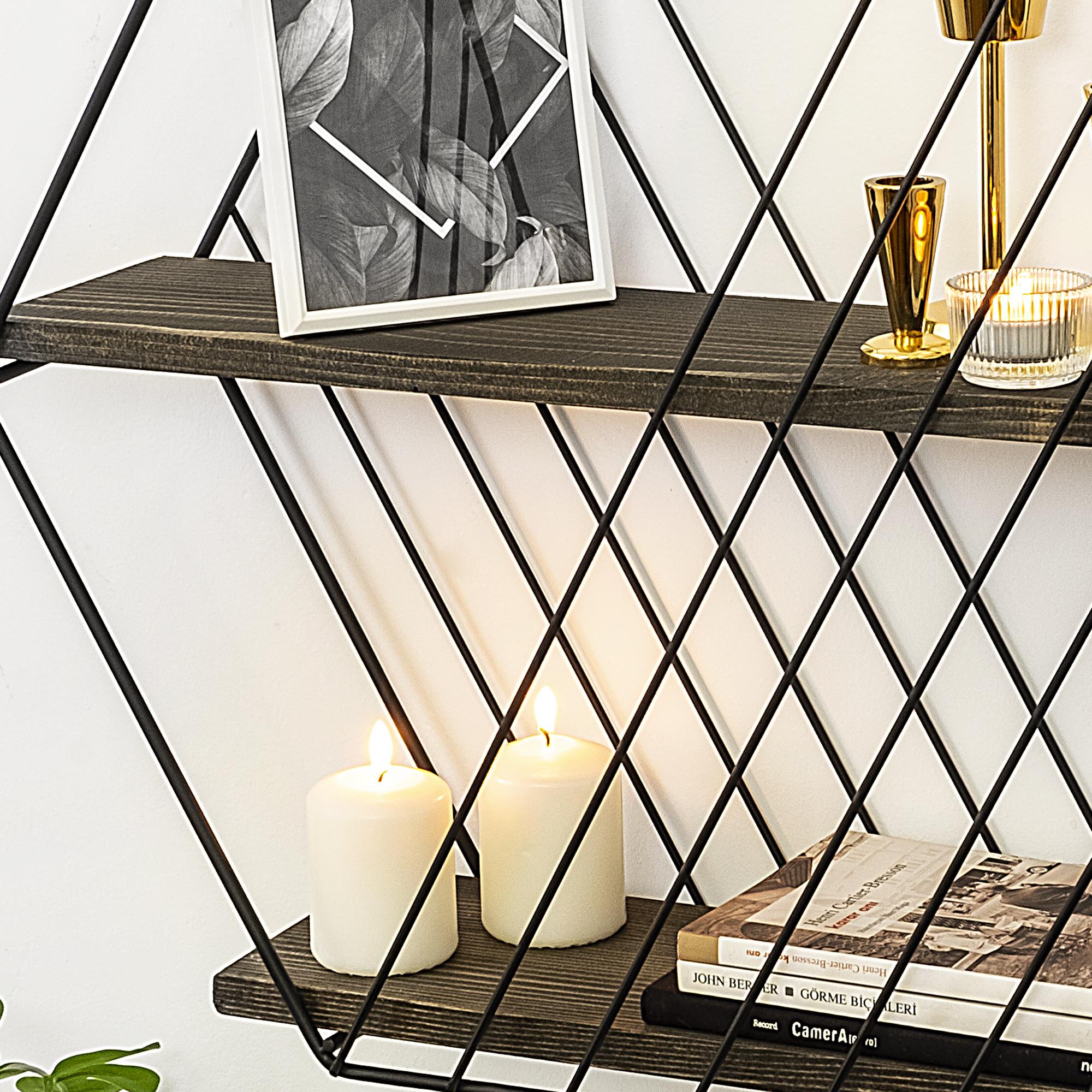 CM-023-SRK Dekoratif Ahşap Metal Duvar Rafı | ByLamp