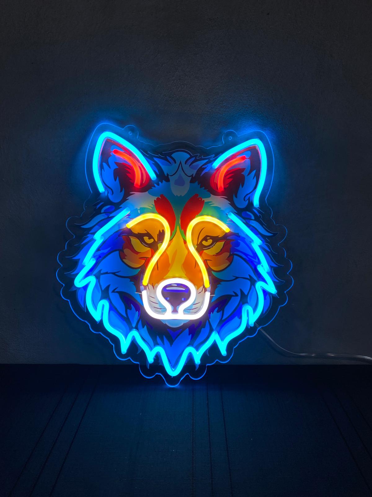 Colorful Wolf Figured Neon Lamp