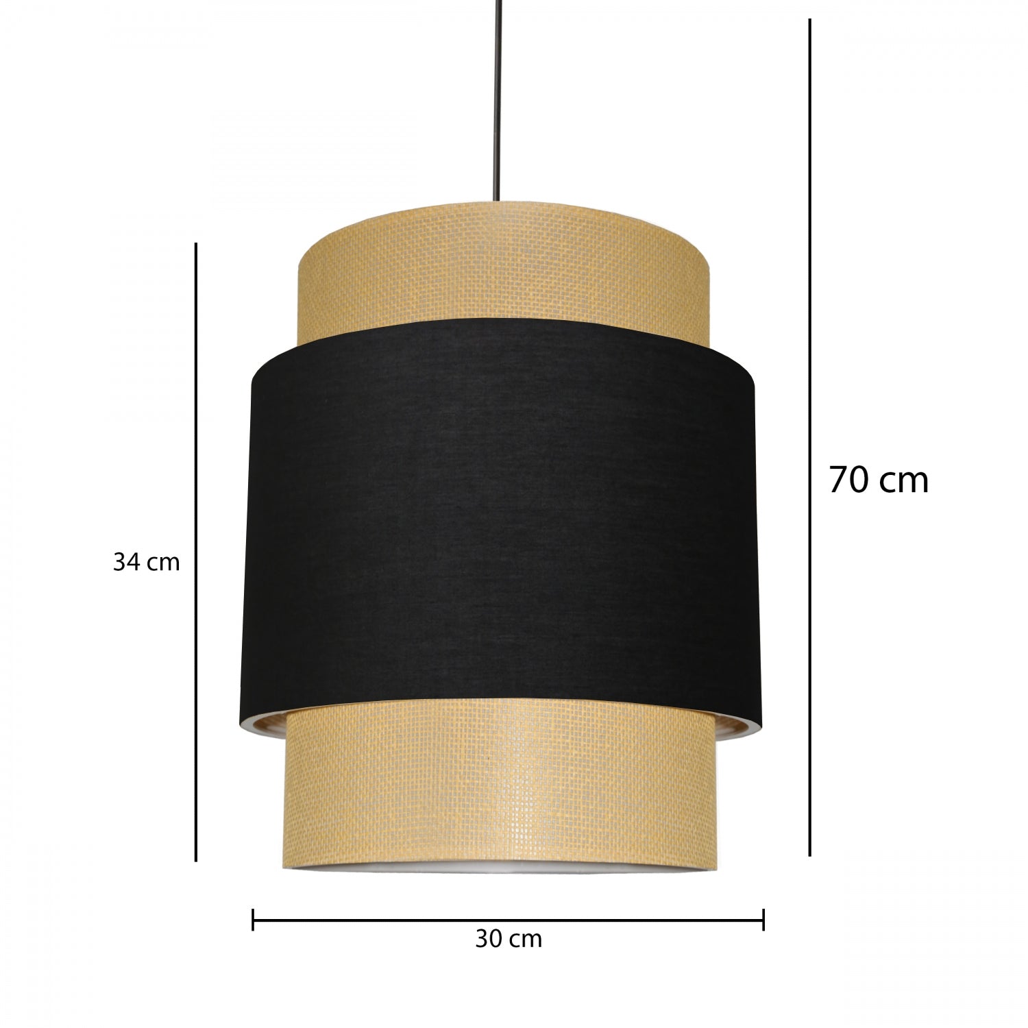 Exclusive Rattan Knitted Fabric Black Lampshade Pendant Lamp | ByLamp