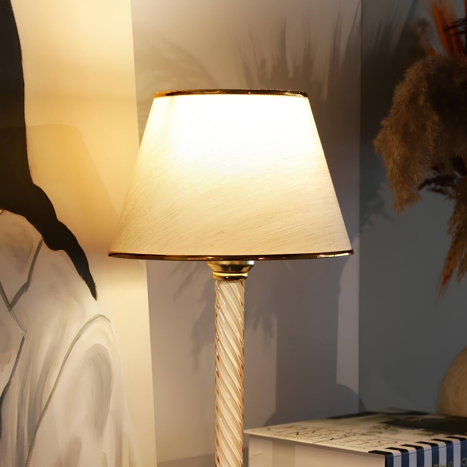 Gold Footed Beige Decorative Lampshade Table Lamp | ByLamp