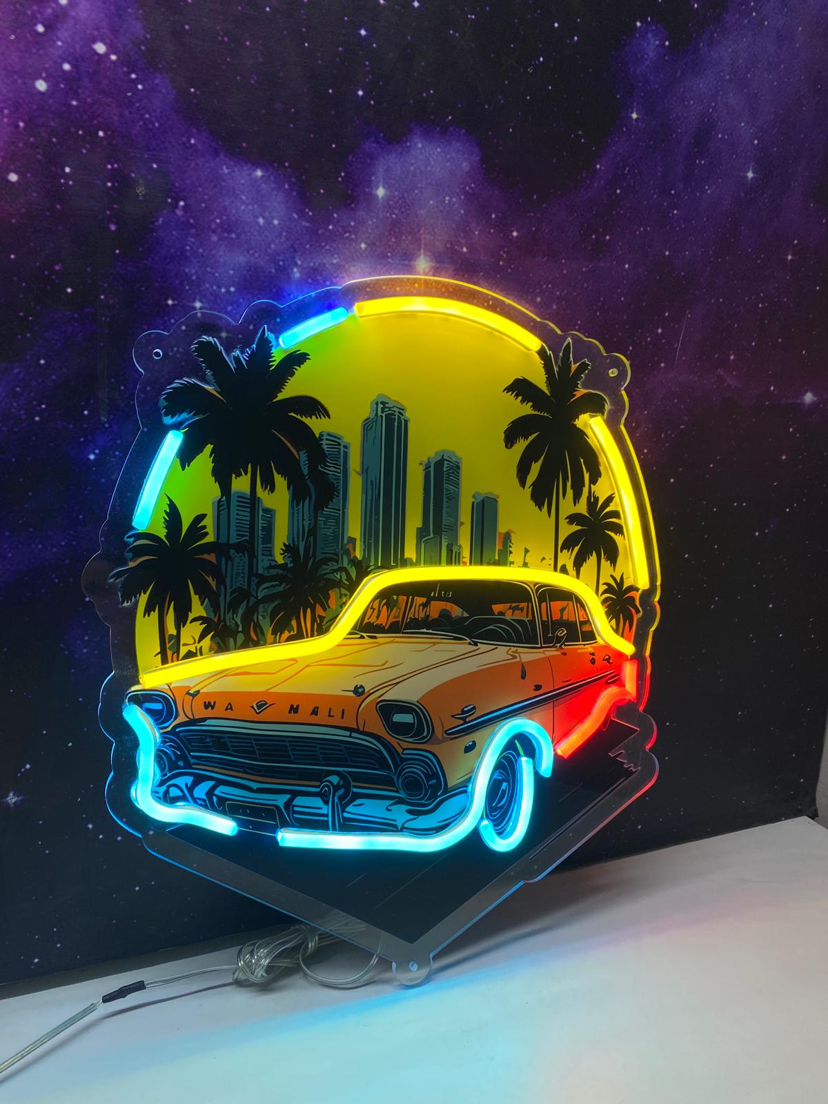 Araba Gün Batımı Neon Lamba | ByLamp