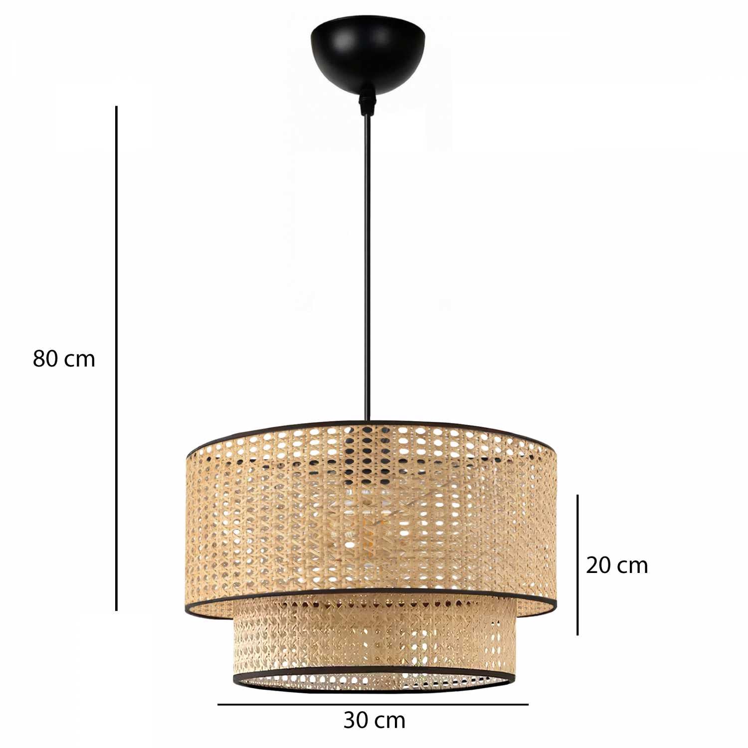 Hazeran Rattan 2 Katlı Sarkıt Avize | ByLamp