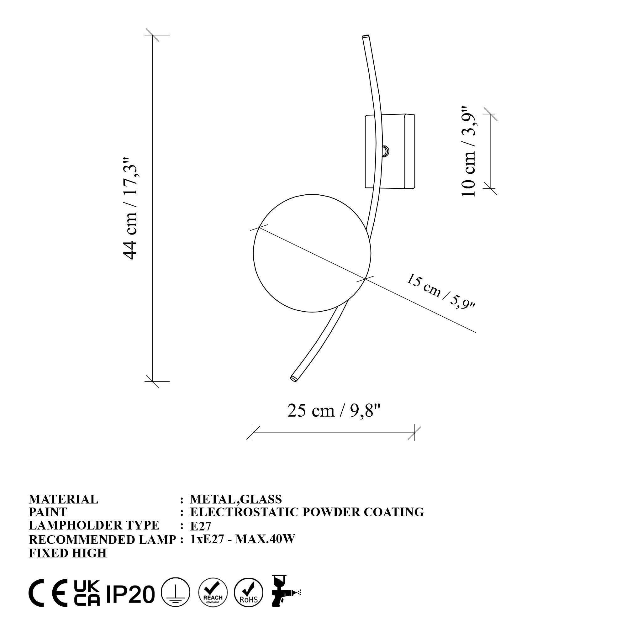 Hilal 3822 Cam Aplik Duvar Aydınlatma | ByLamp