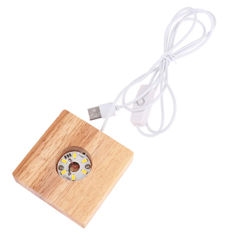 Deer Crystal Ball Night Light Wooden USB Base