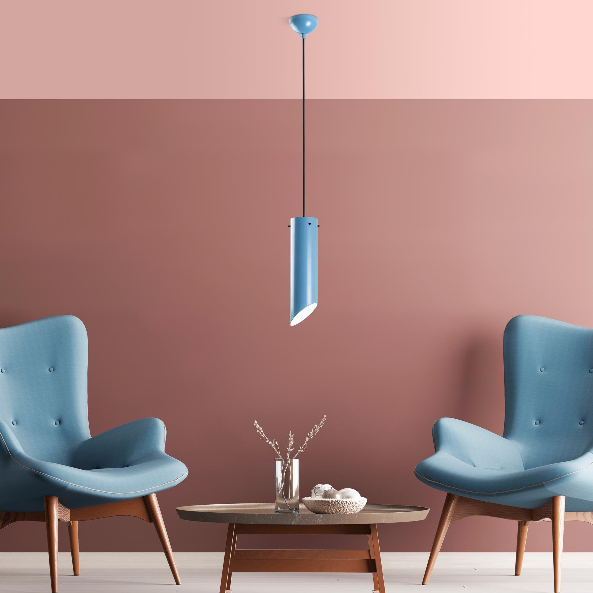 Kesik Boru MR 976 Açık Mavi Rustik Sarkıt Aydınlatma | ByLamp