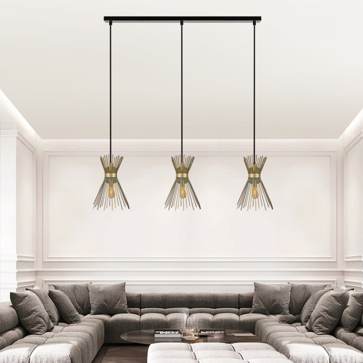 Hedgehog Row Antique Color 3-Wire Pendant Lamp | ByLamp