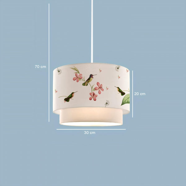 Bird Patterned Fabric Printed Children's Room Pendant Lamp | ByLamp