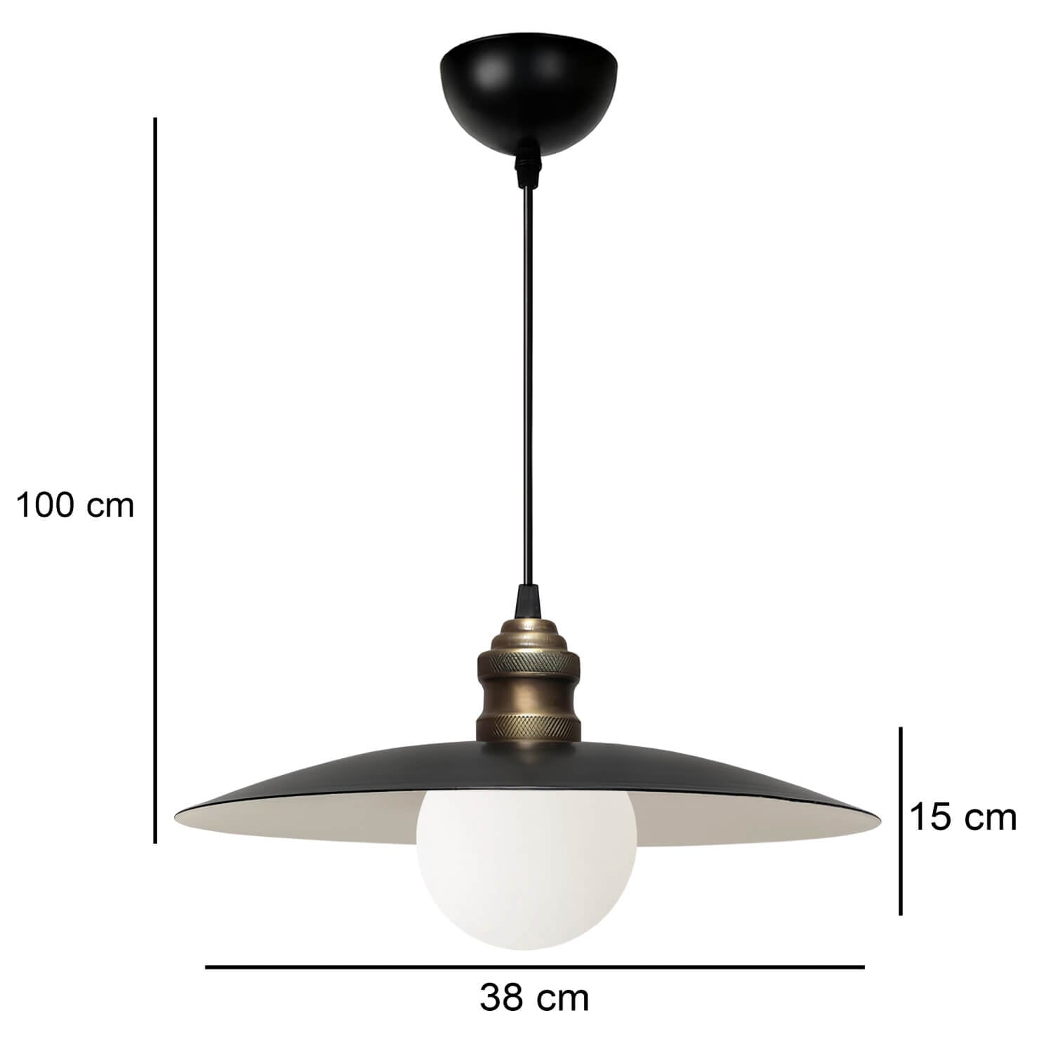 Linde Metal Camlı Sarkıt Siyah | ByLamp