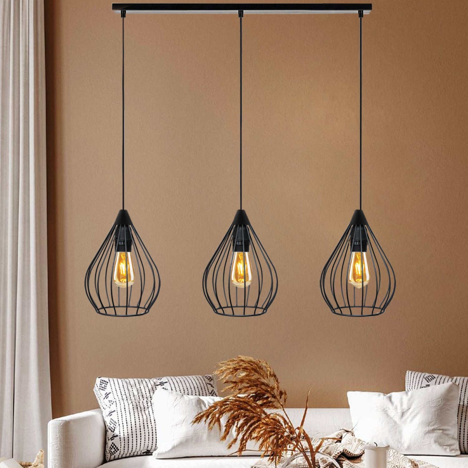 Loft Siyah 3'lü Mini Tel Sarkıt Lamba | ByLamp