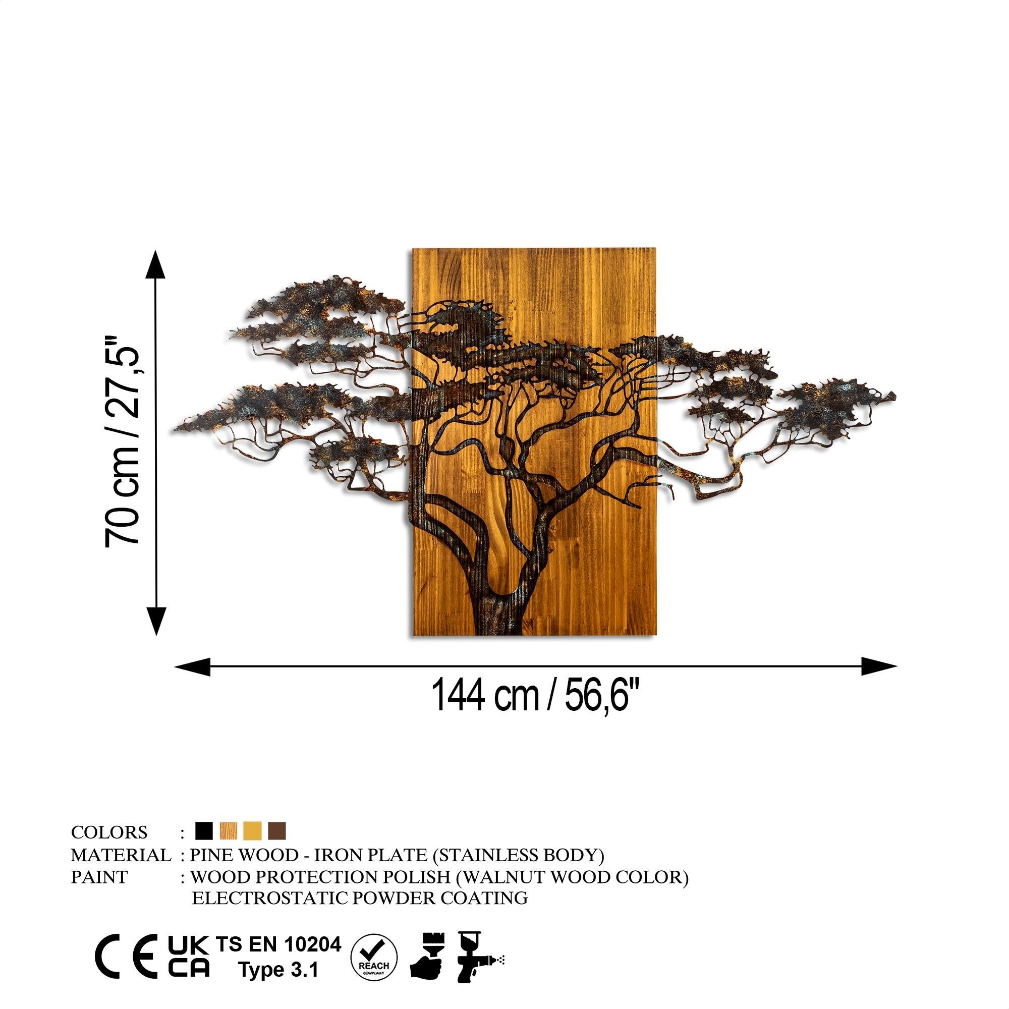 MA-329-A Ahşap Metal Duvar Tablosu | ByLamp