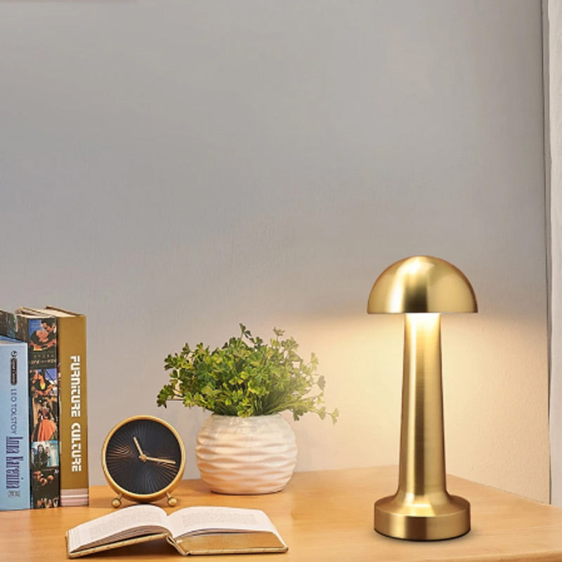 Mantar Figürlü Gold Renk Dokunmatik Masa Lambası