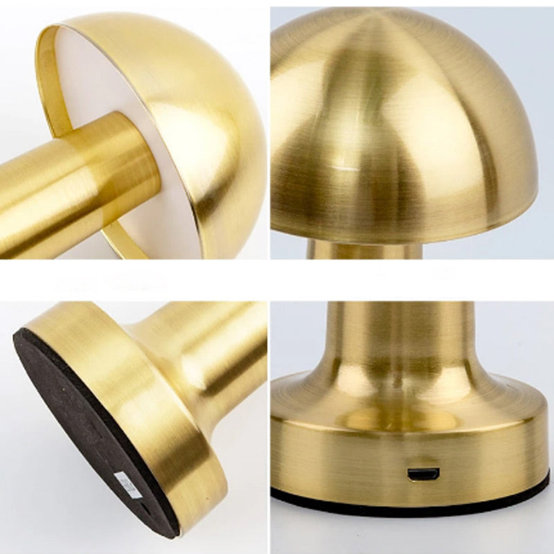 Mantar Figürlü Gold Renk Dokunmatik Masa Lambası