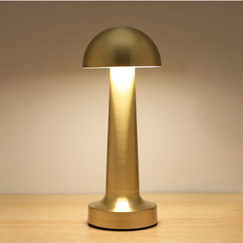Mantar Figürlü Gold Renk Dokunmatik Masa Lambası