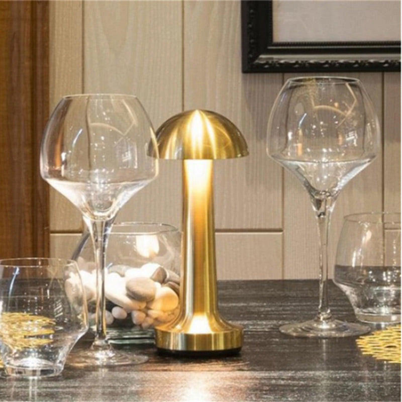 Mushroom Figured Gold Color Touch Table Lamp