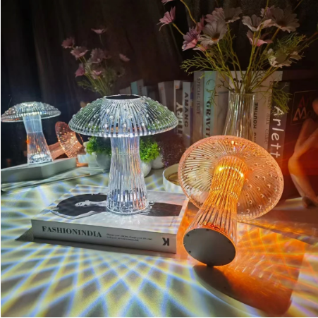 Mushroom and Water Drop Figured Crystal Table Lamp