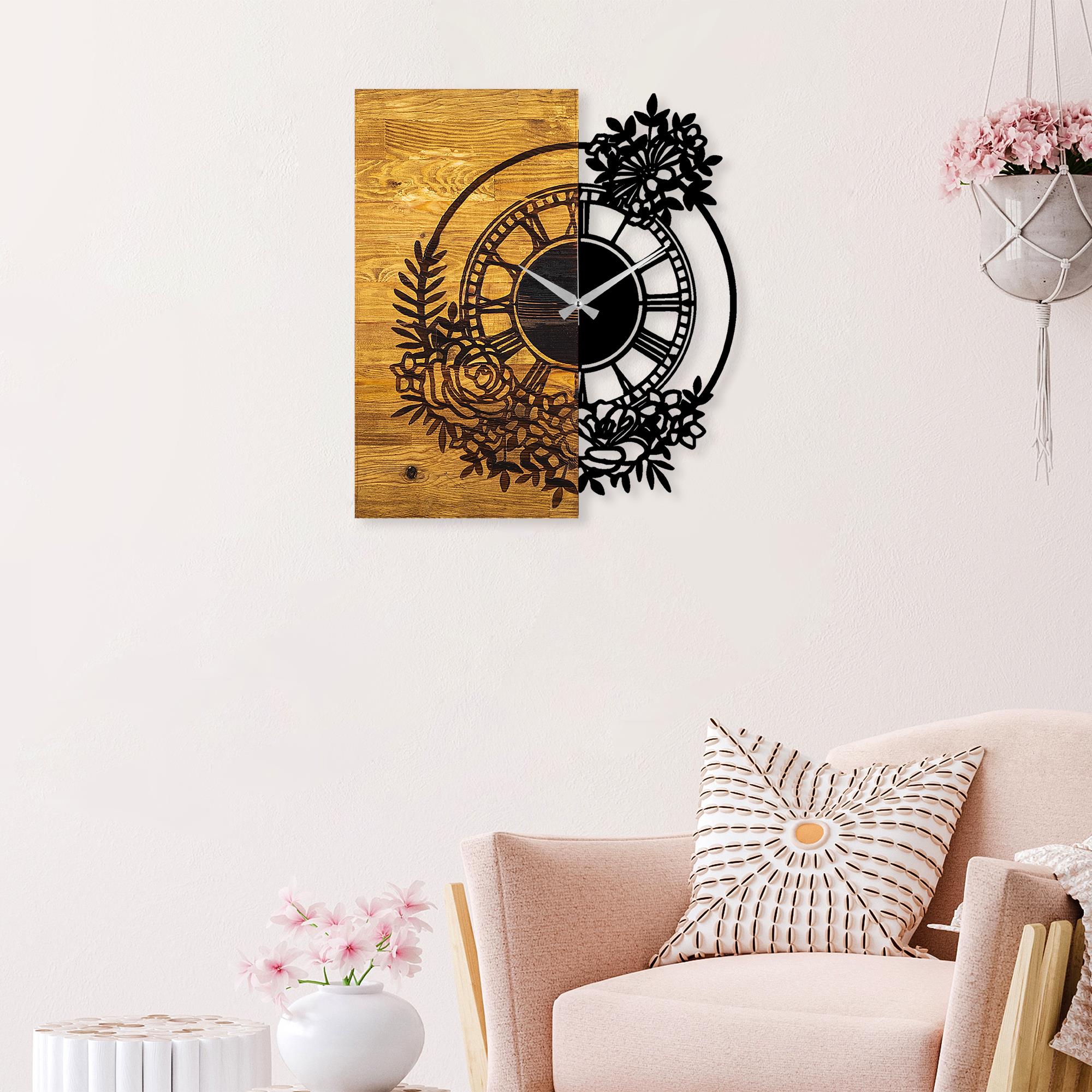 MAS-014 Dekoratif Ahşap Metal Duvar Saati | ByLamp